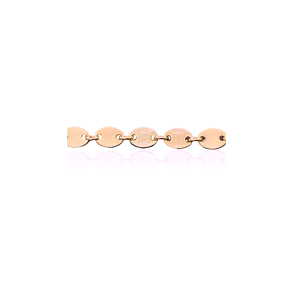 14k Solid Gold Oval Flat Coin Bracelet