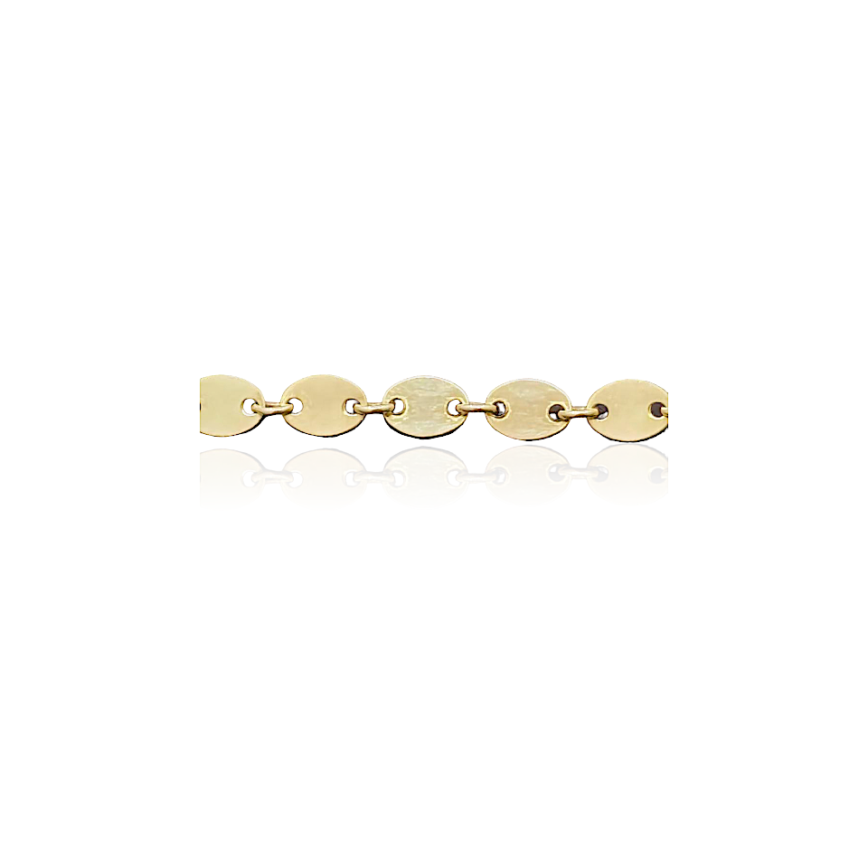 14k Solid Gold Oval Flat Coin Bracelet