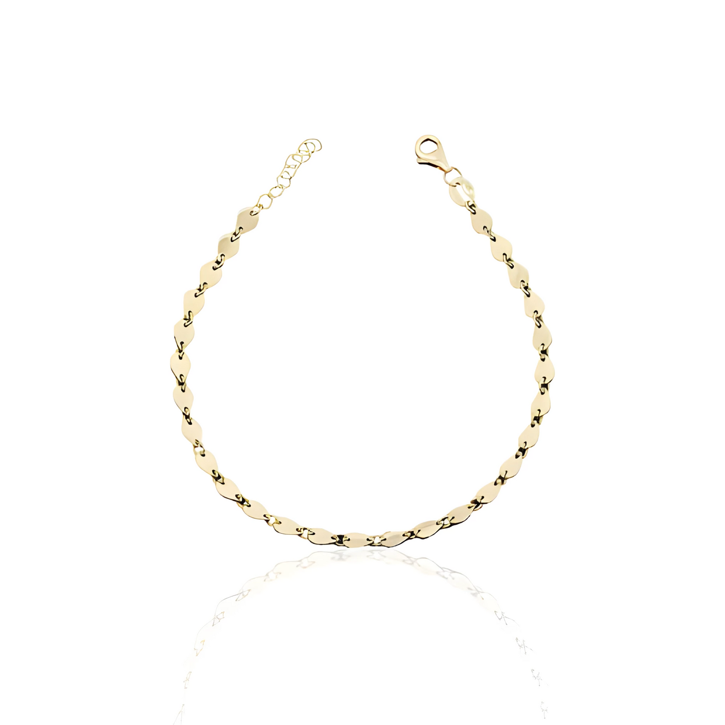 14k Solid Gold Almond Flat Coin Bracelet