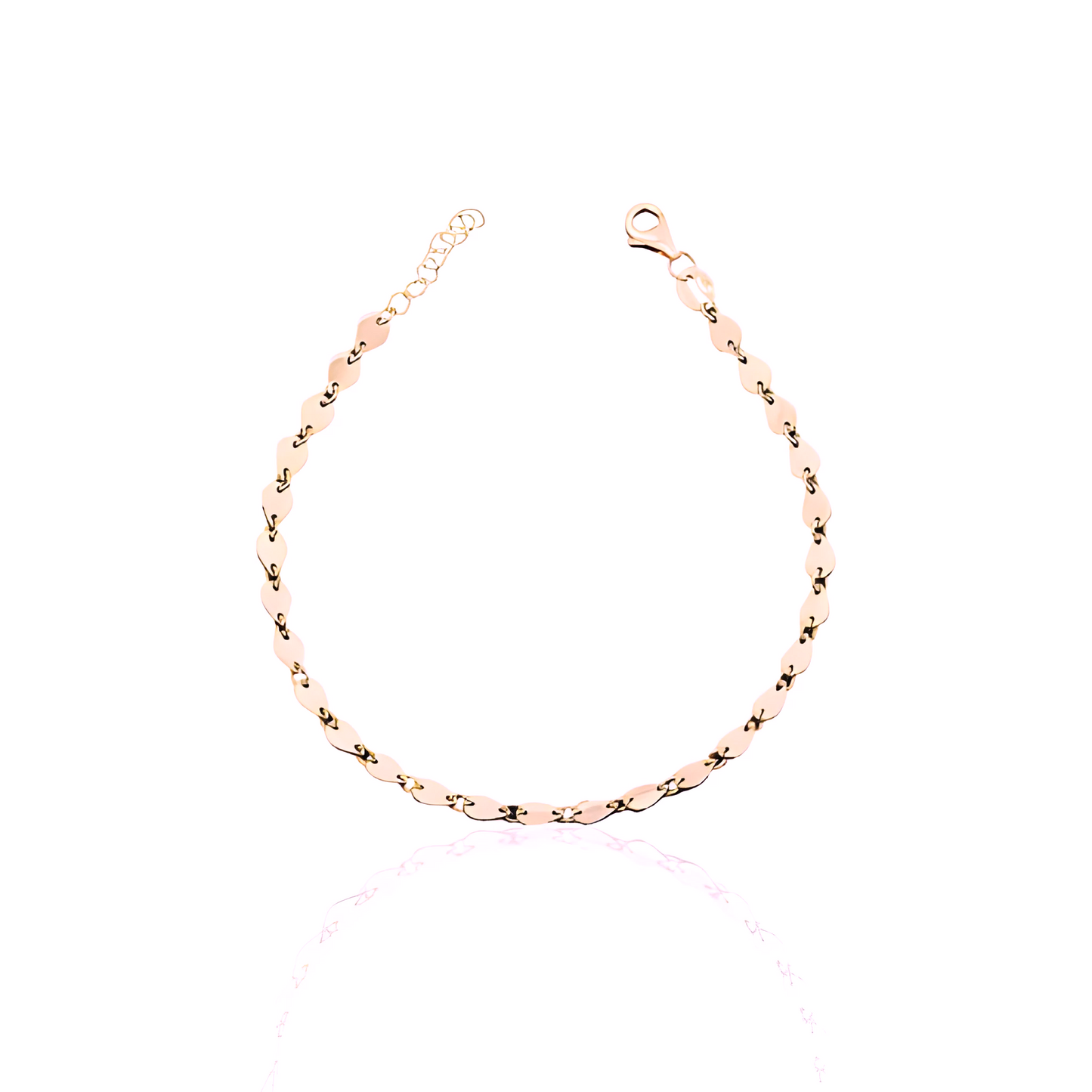 14k Solid Gold Almond Flat Coin Bracelet
