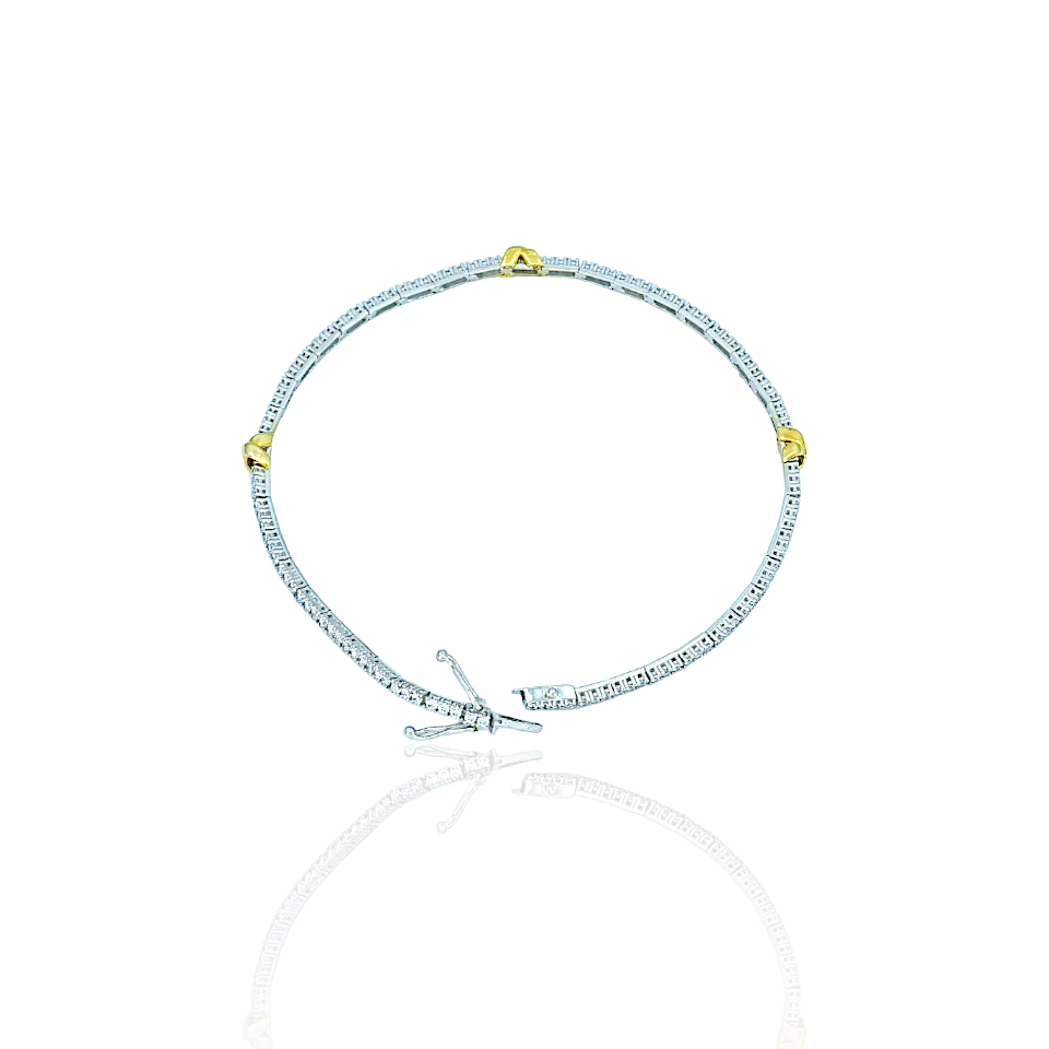 Gold Bracelet in 14k White Gold with Yellow Gold Decoration