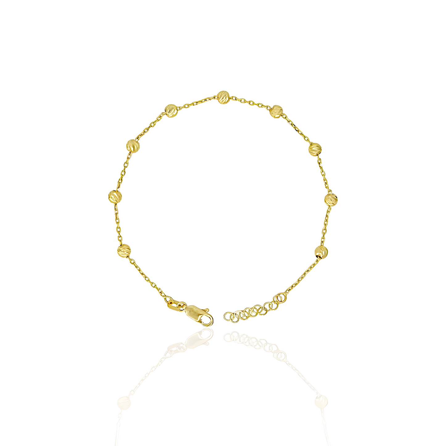 14K Gold Diamond Cut Bead Bracelet