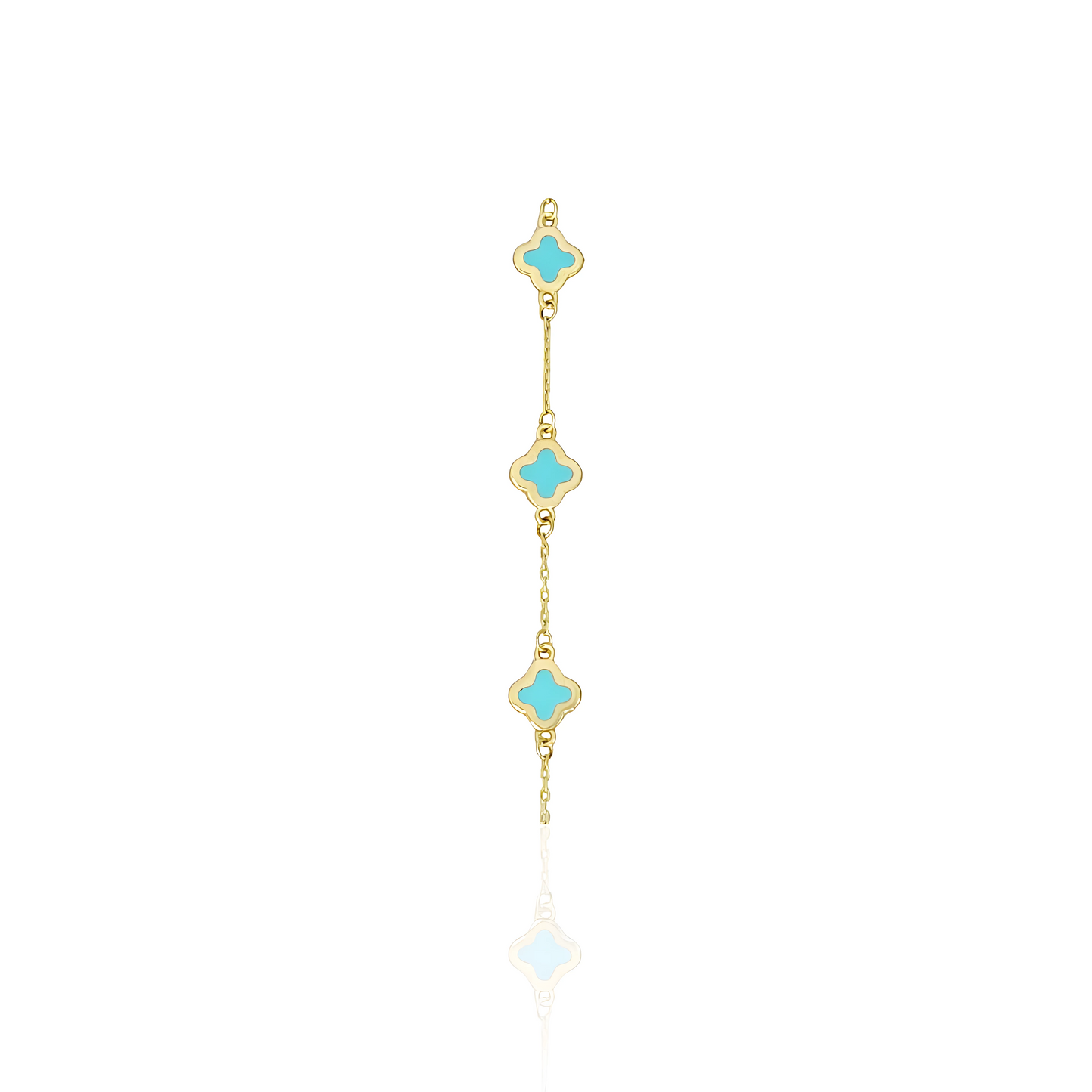 14K Gold Enamel Flower Bracelet