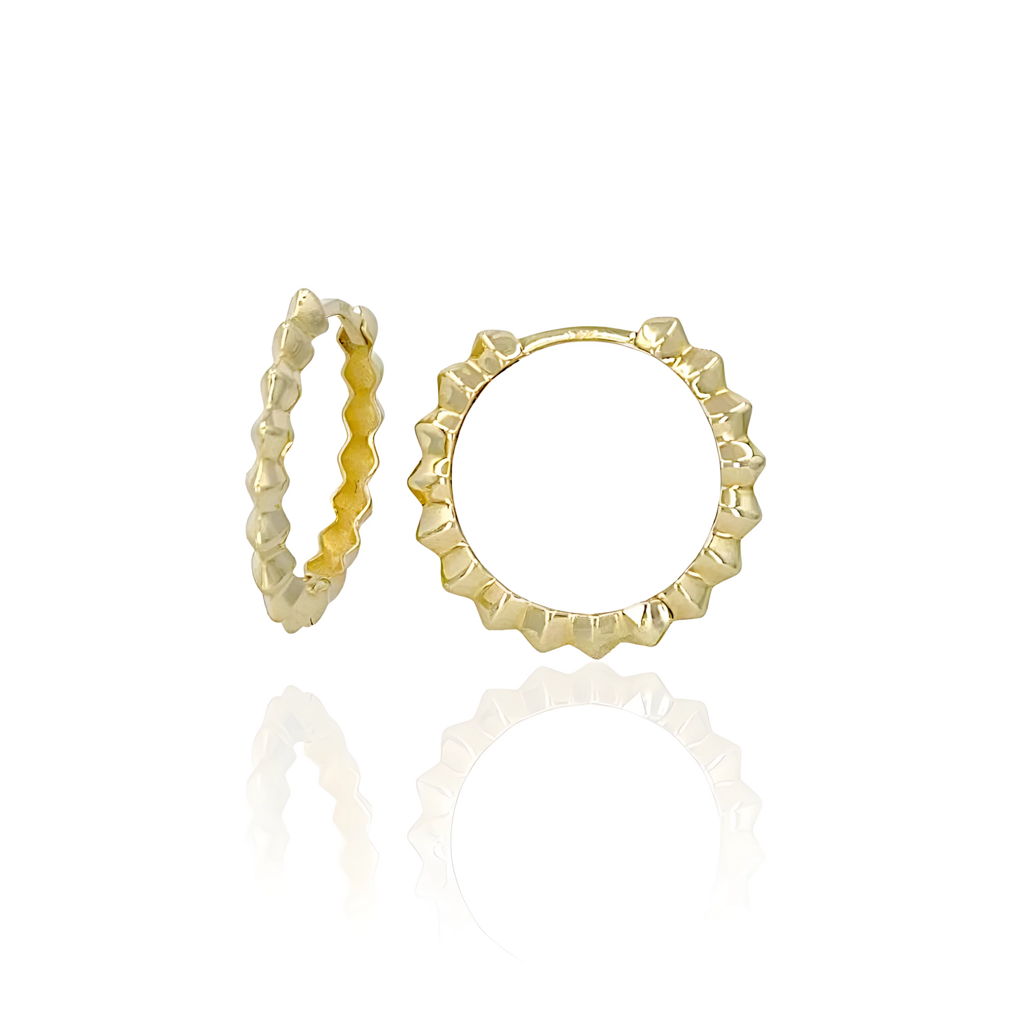 14K Gold Star Shaped Hoop Earrings