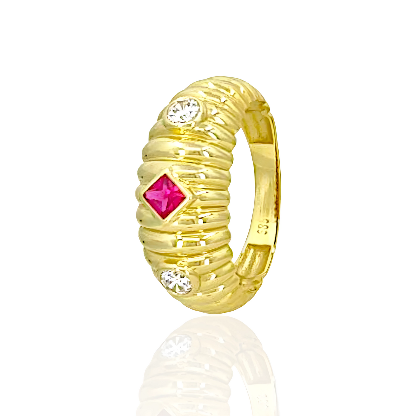 14K Gold Shell Ring with Topazes