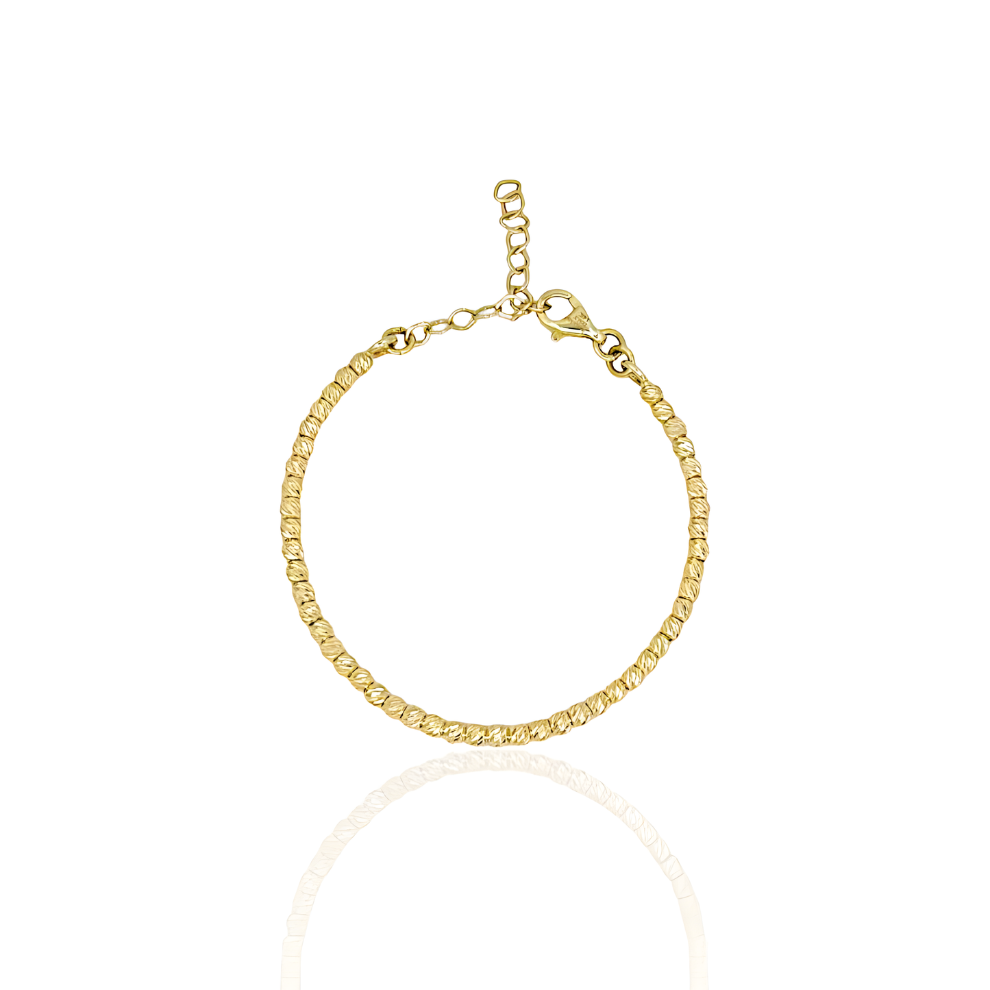 14k Solid Gold Beaded Diamond Cut Baby Bracelet