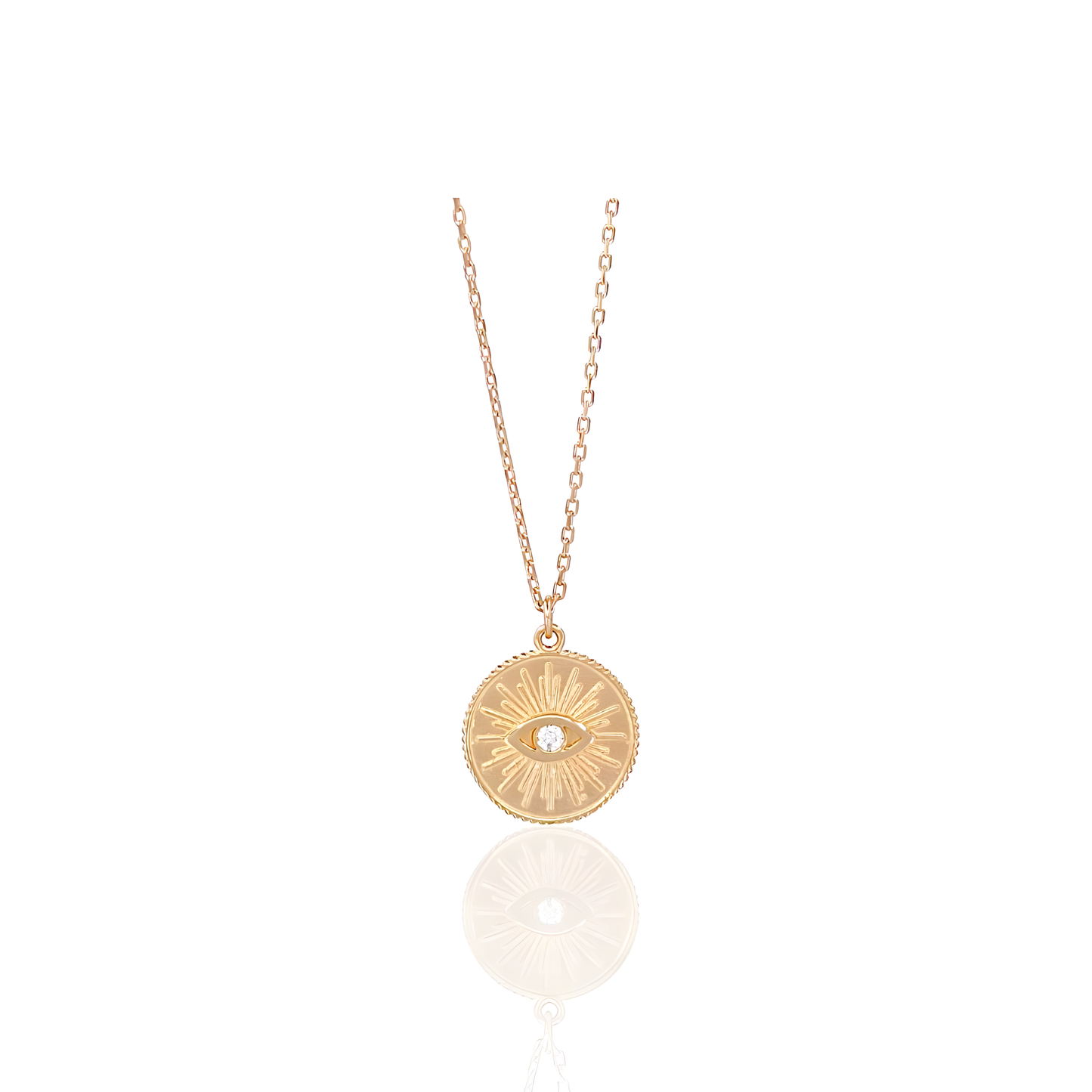 14K Gold Evil Eye Necklace with Natural Diamond