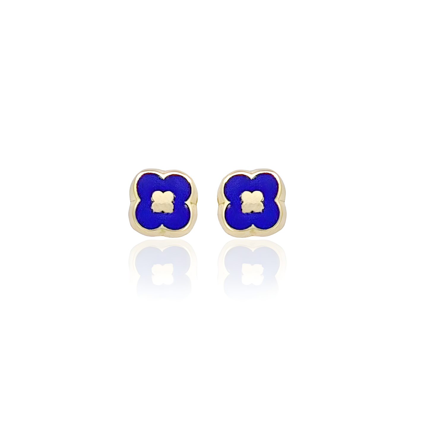 14K Gold Enamel Stud Earrings