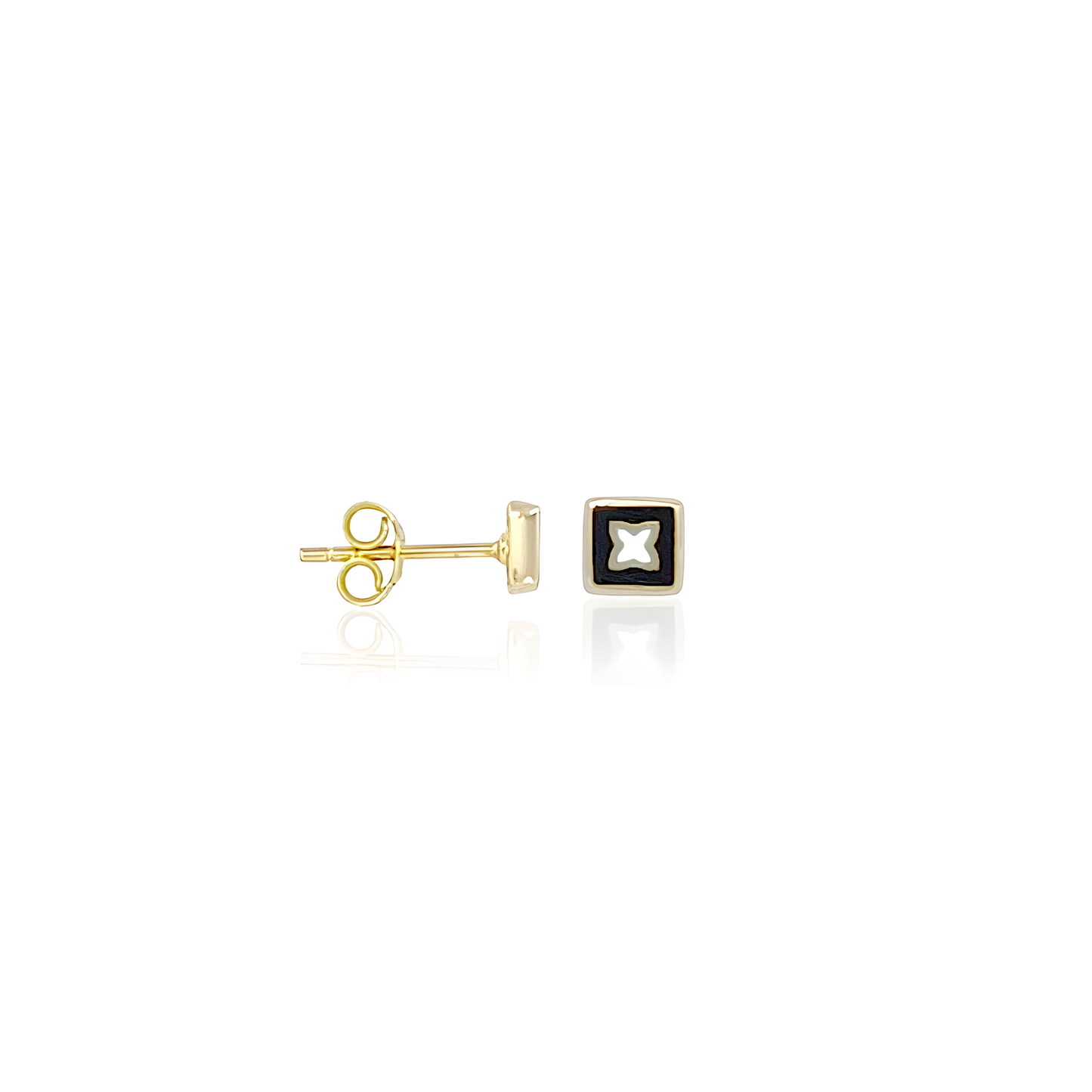 14K Gold Enamel Stud Earrings