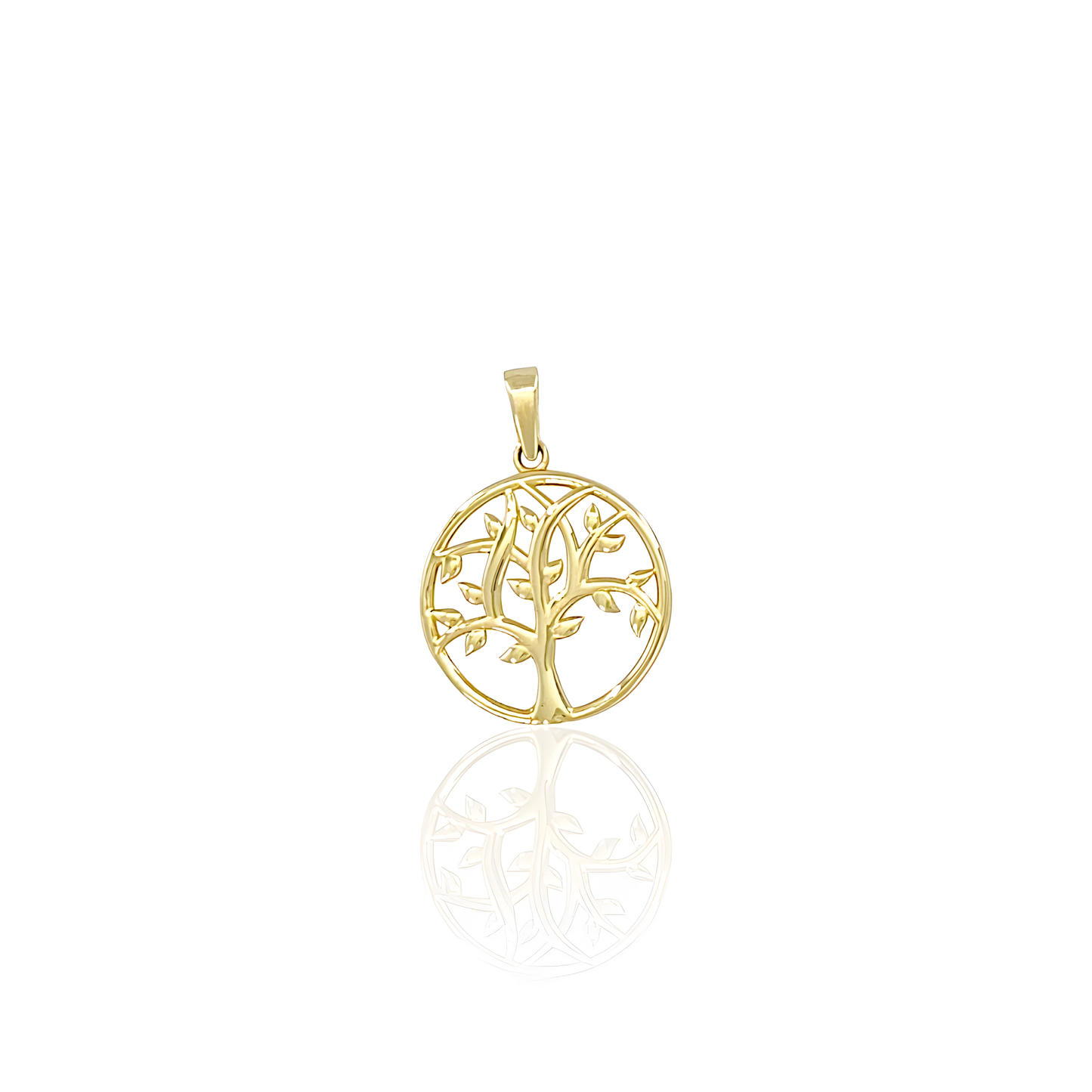 14K Gold Tree of Round Life Charm Pendant