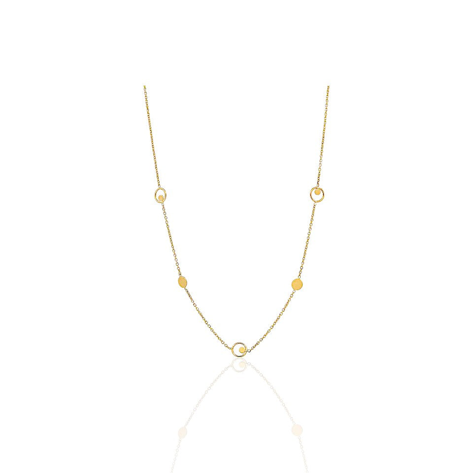 14K Gold Rounded Flat Disk Necklace