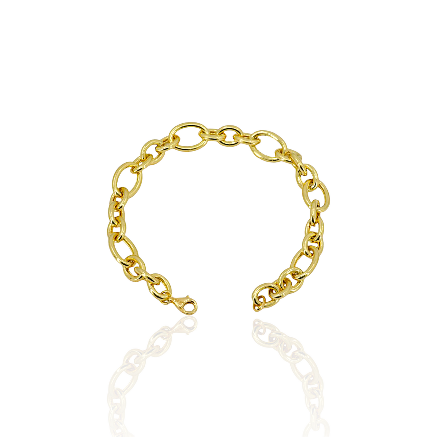 14K Gold Oval Linked Bracelet