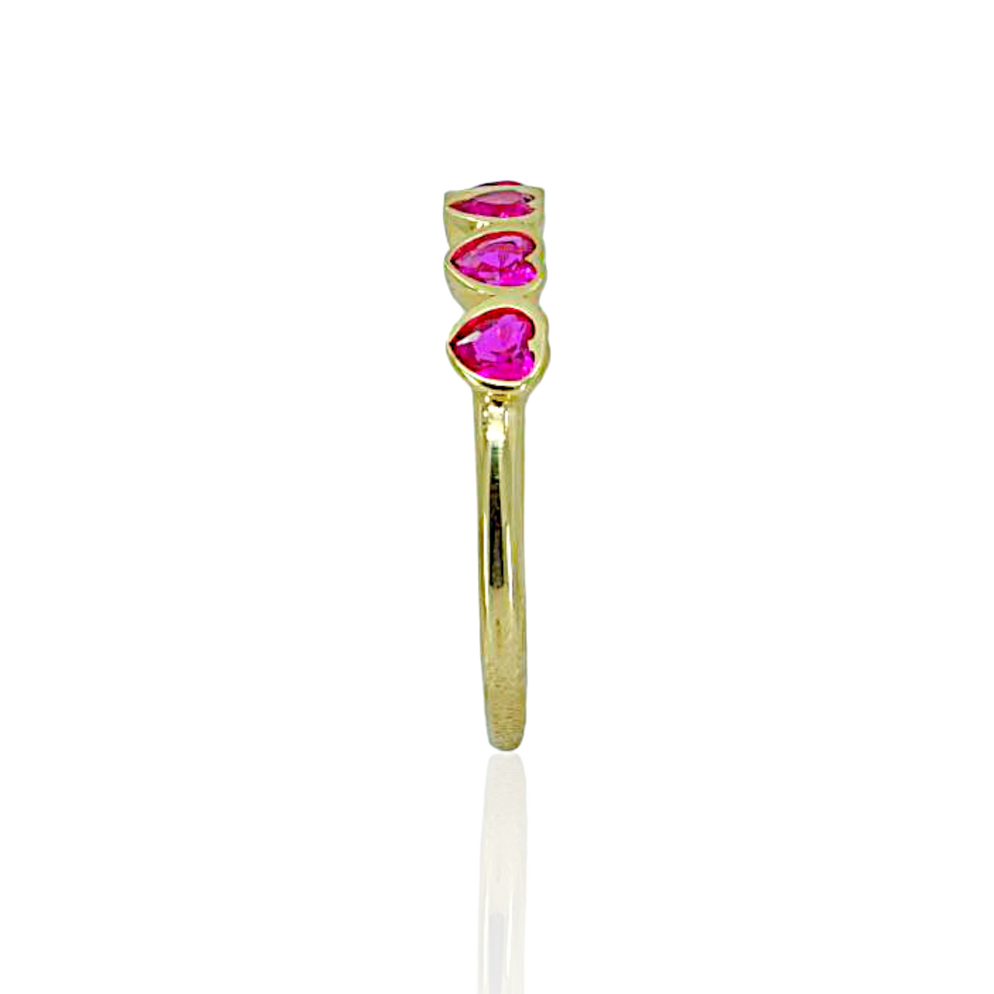 14K Gold Ring with Pretty Heart Stones
