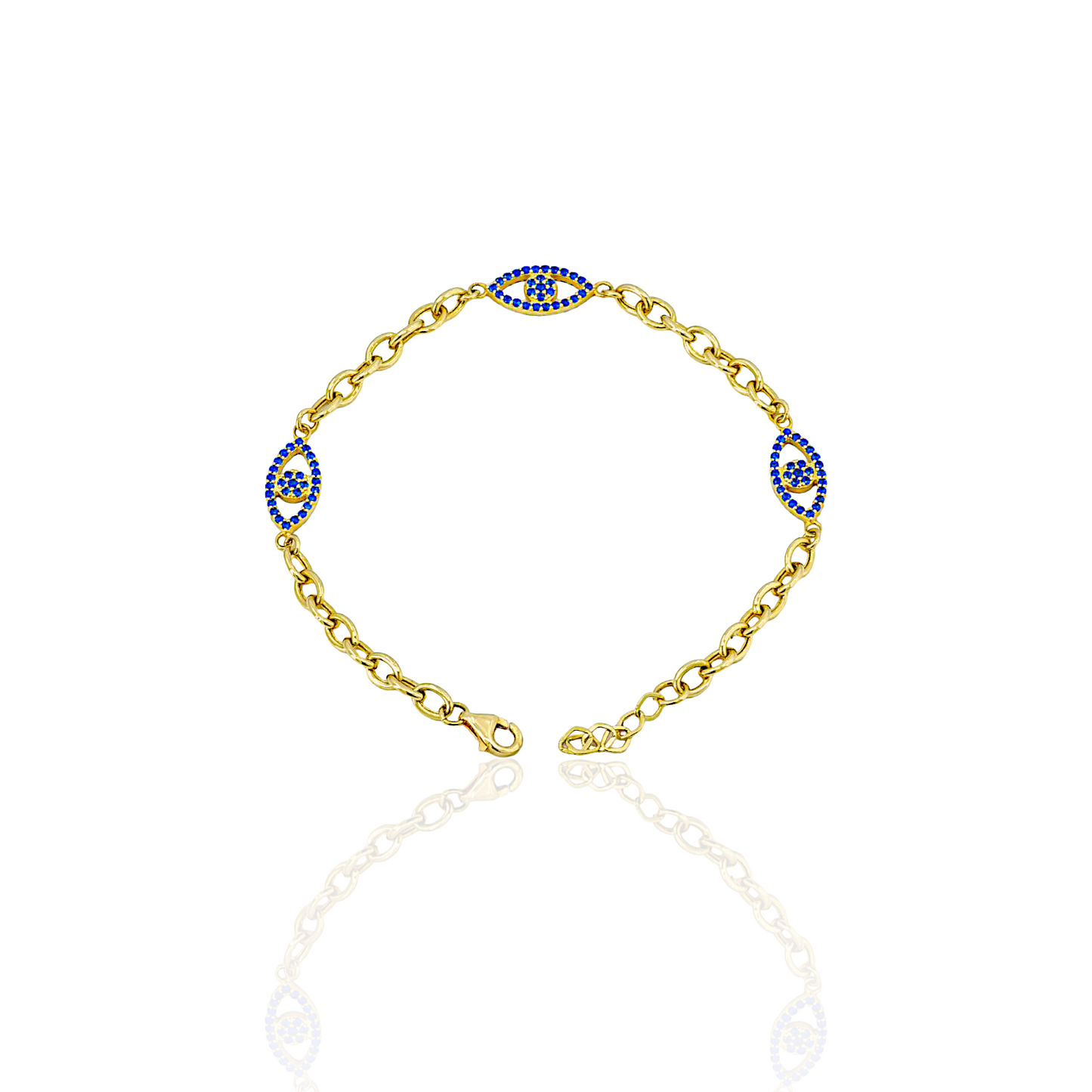 14K Gold Evil Eye Bracelet with Topaz