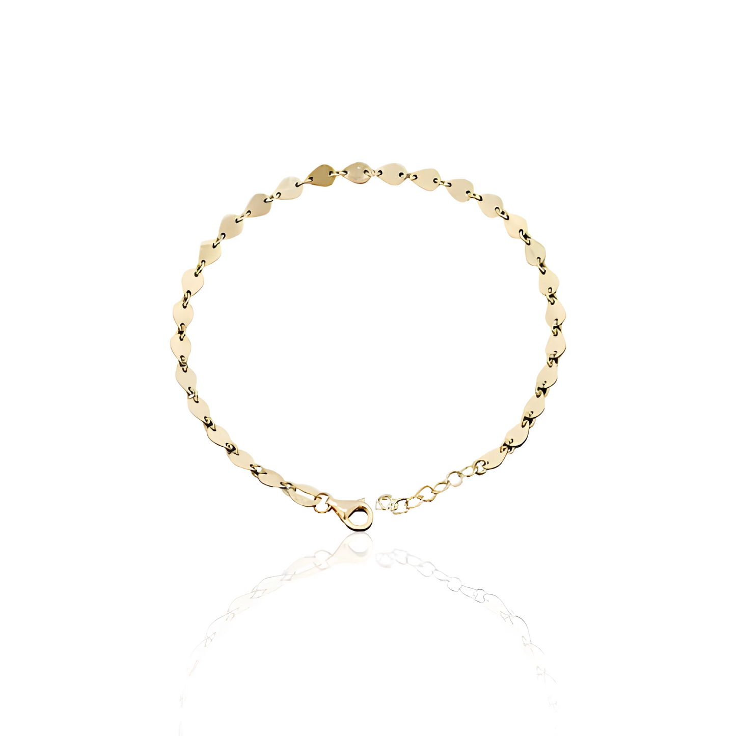 14k Solid Gold Almond Flat Coin Bracelet