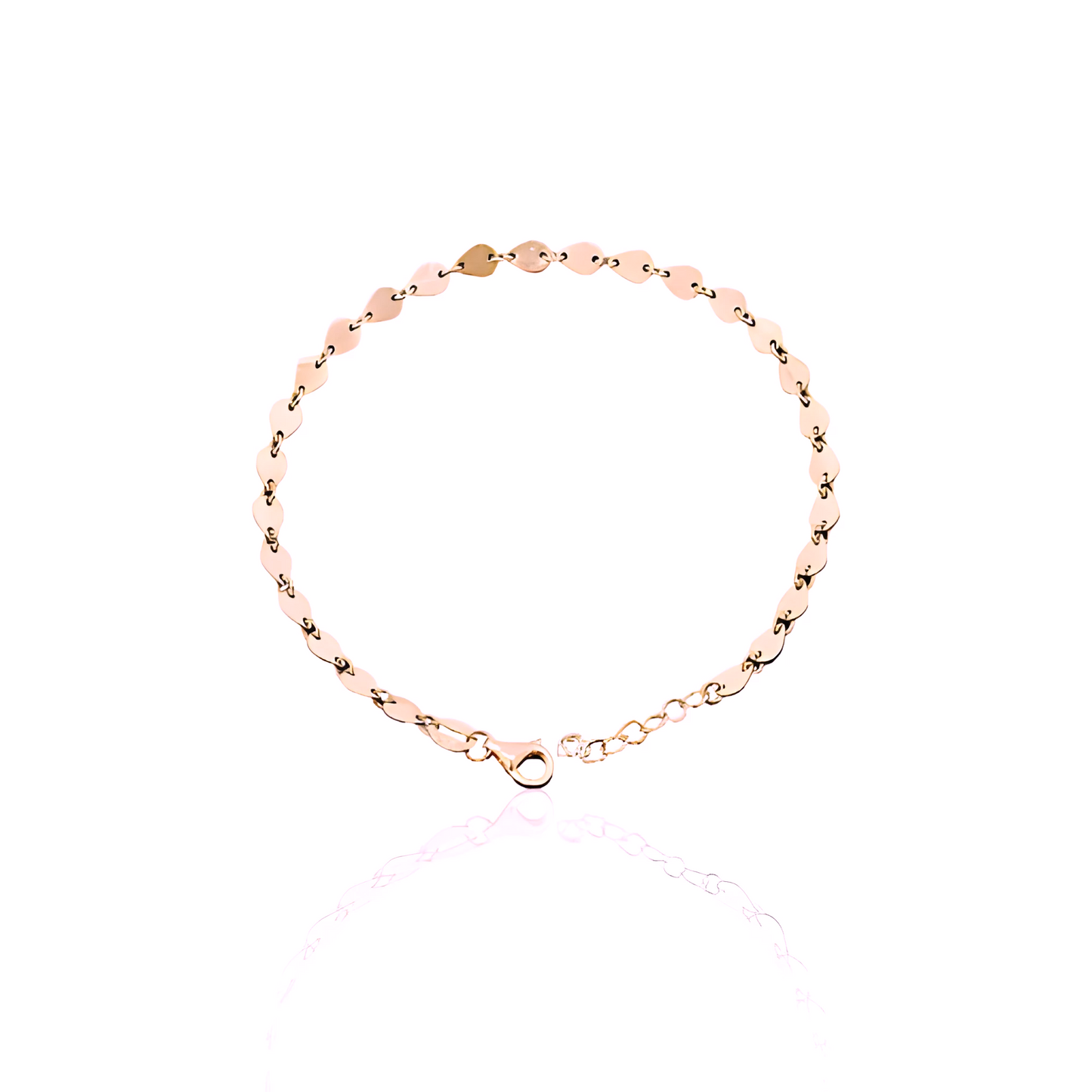 14k Solid Gold Almond Flat Coin Bracelet
