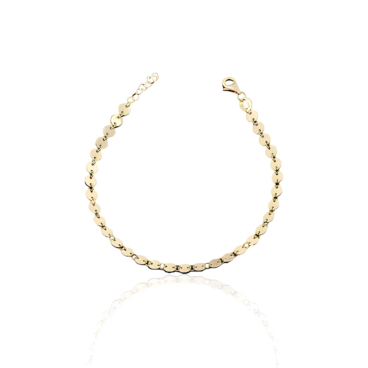 14k Solid Gold Flat Coin Bracelet
