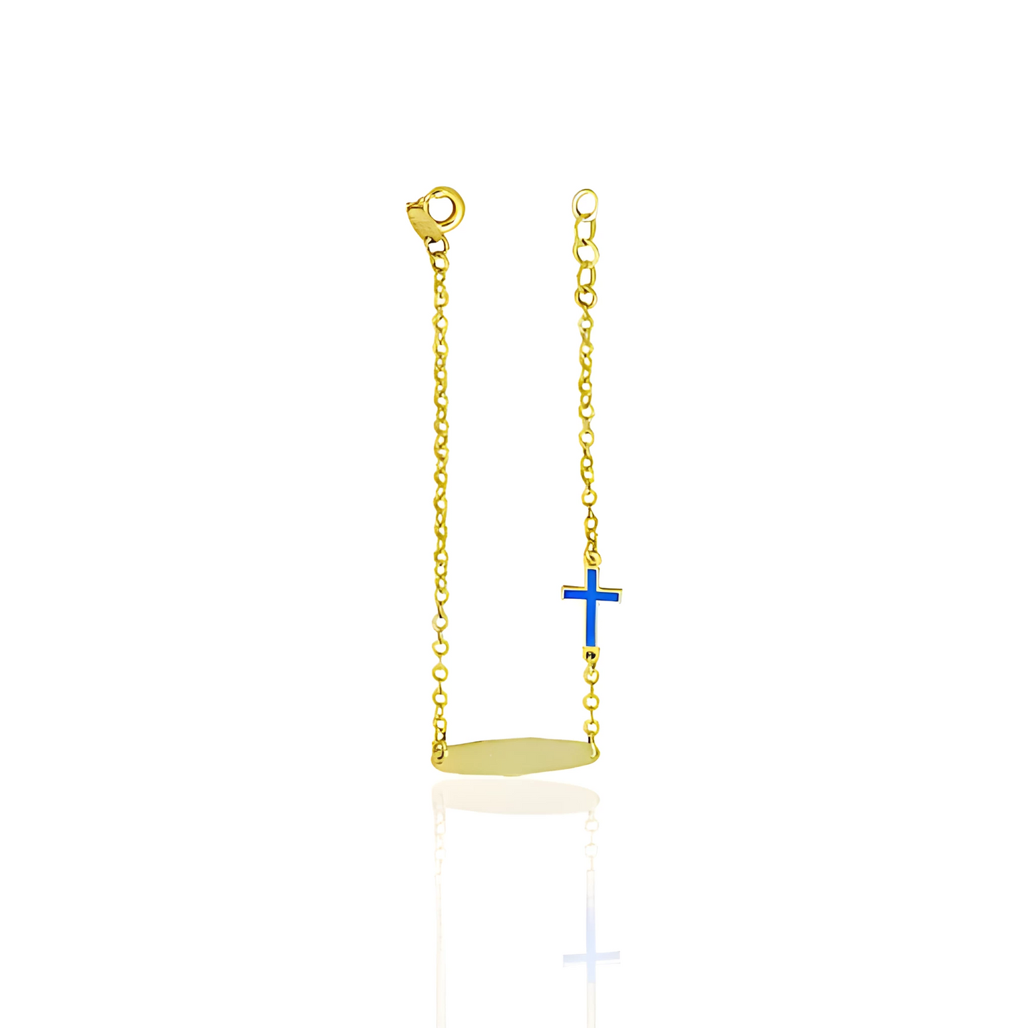 14K Gold baby ID bracelets with Lady Bug, Cross and Heart