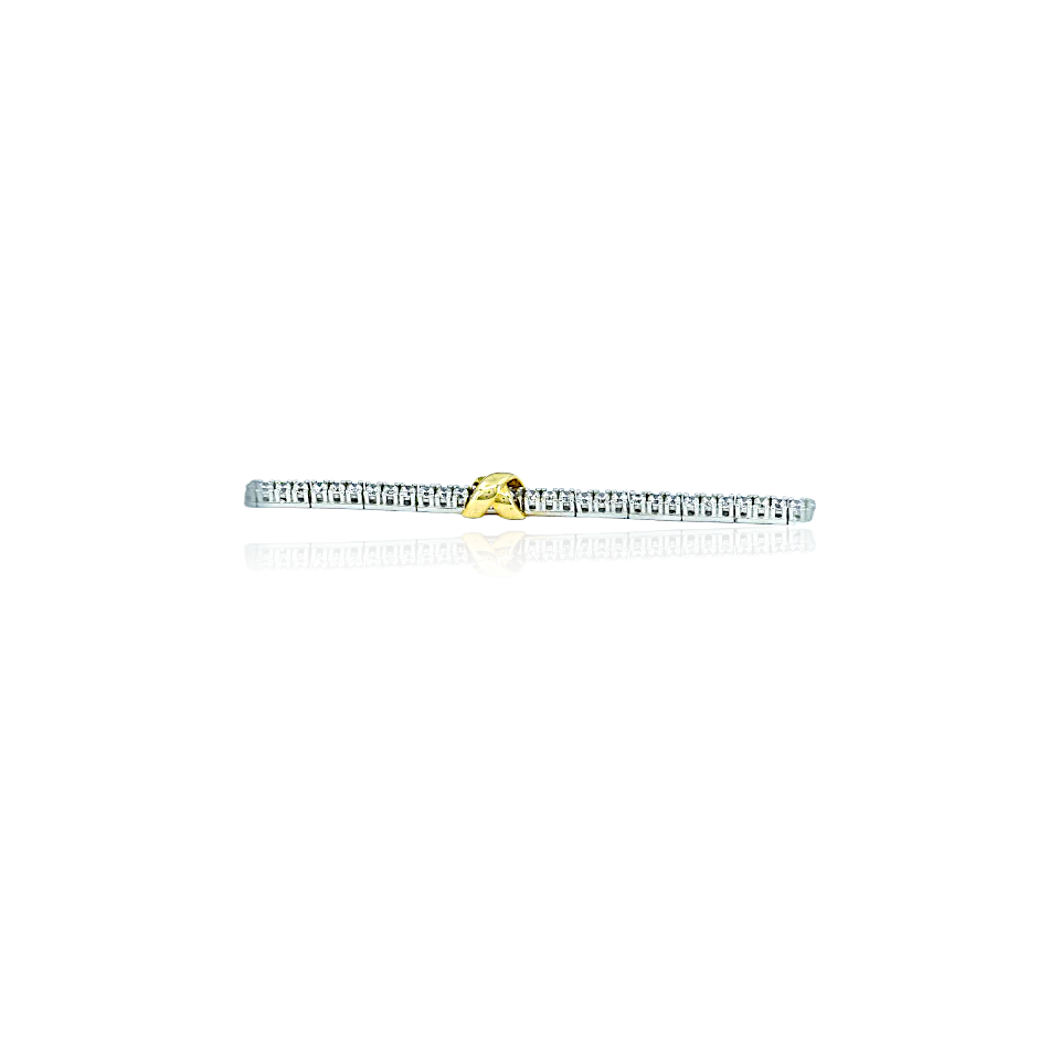 Gold Bracelet in 14k White Gold with Yellow Gold Decoration