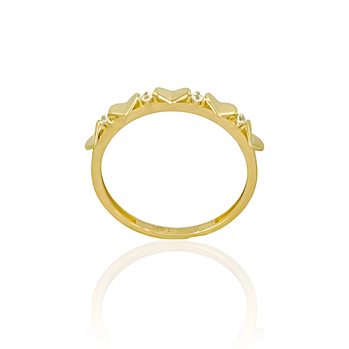 14K Gold Cute Hearts Ring