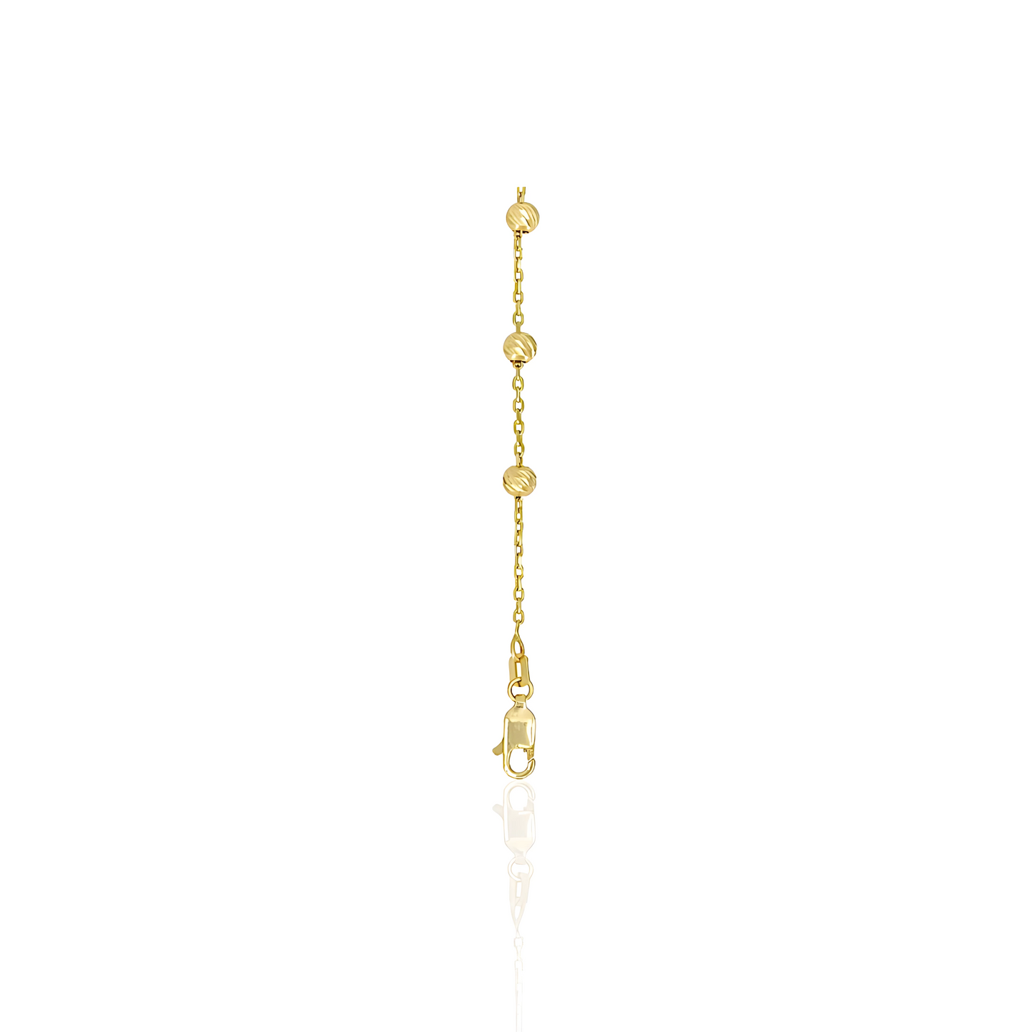 14K Gold Diamond Cut Bead Bracelet