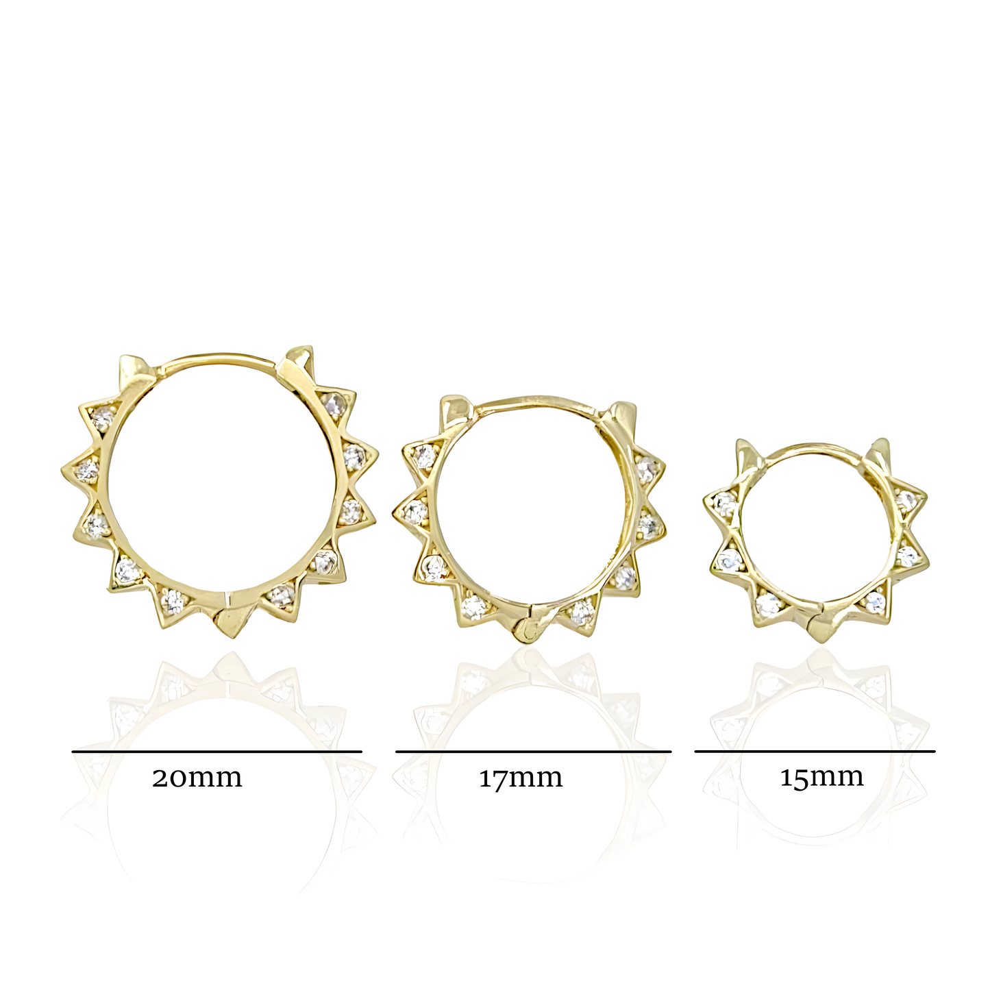 14K Gold Star Shaped Hoop Earrings with Topaz