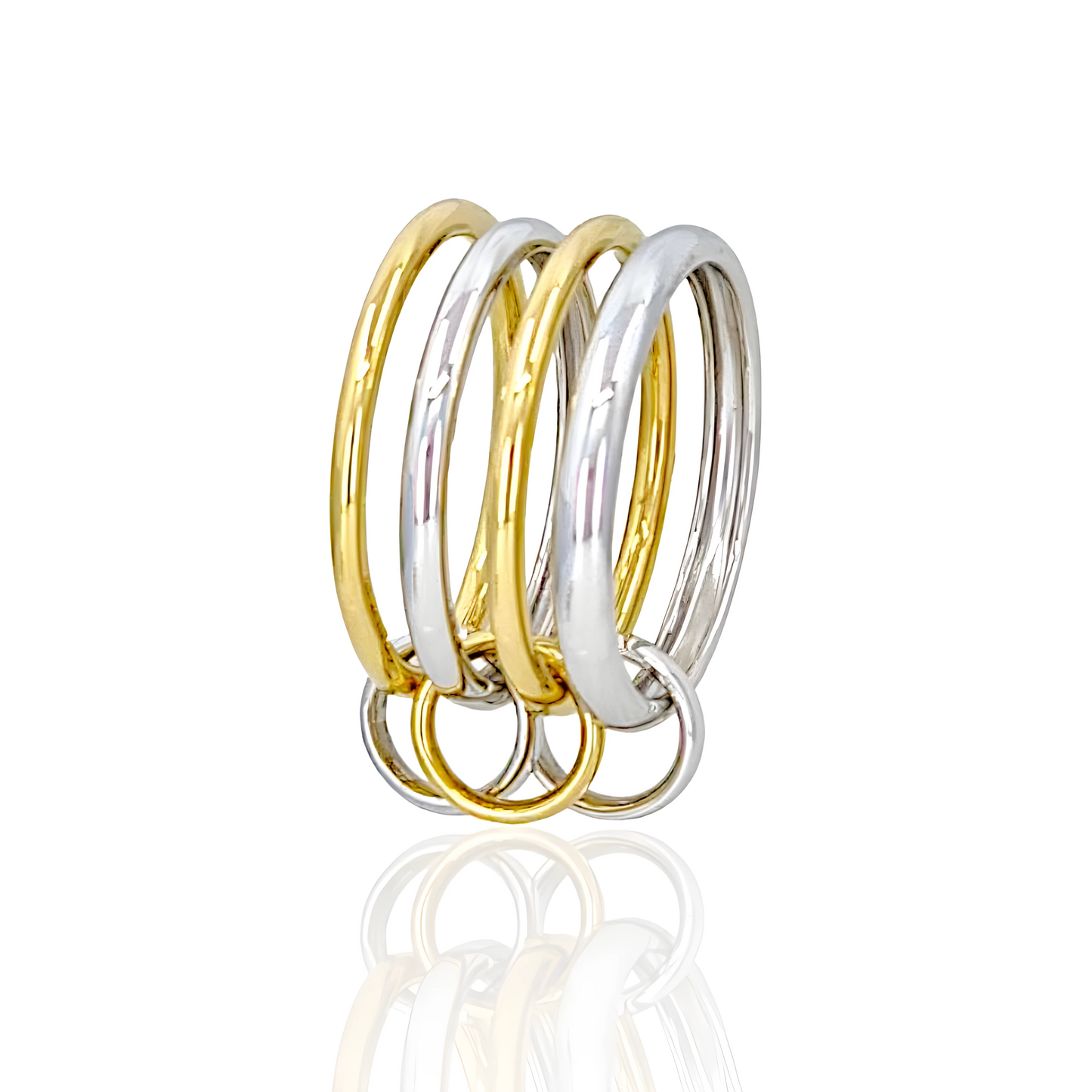 18K Mix Color Gold Quadruple Ring