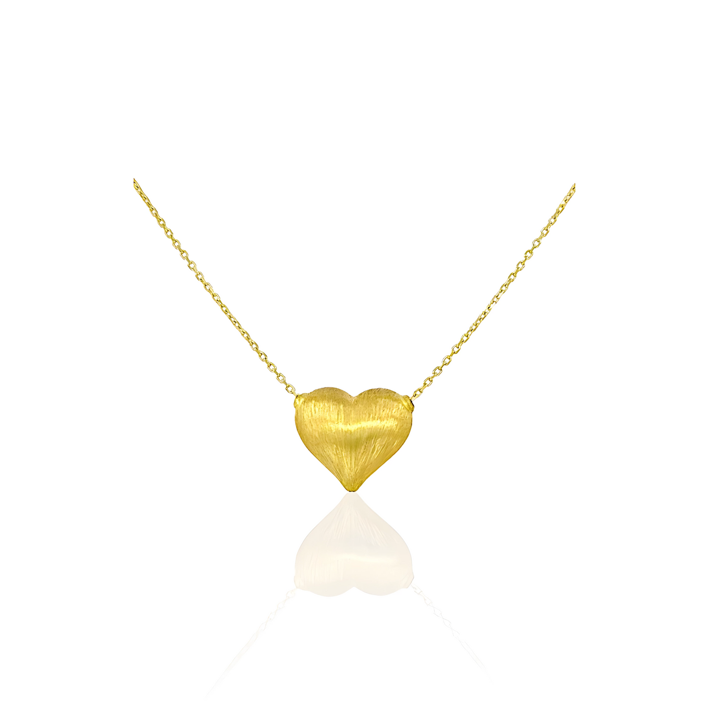 18K Gold Necklace with Satin Heart Pendant