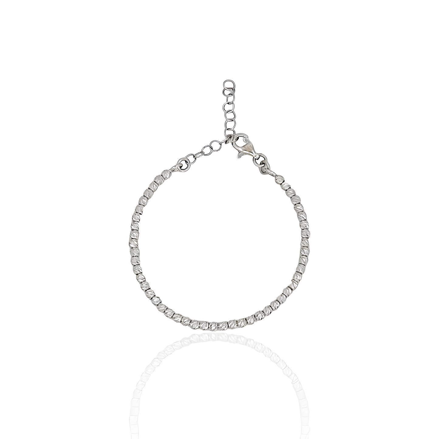 14k Solid Gold Beaded Diamond Cut Baby Bracelet