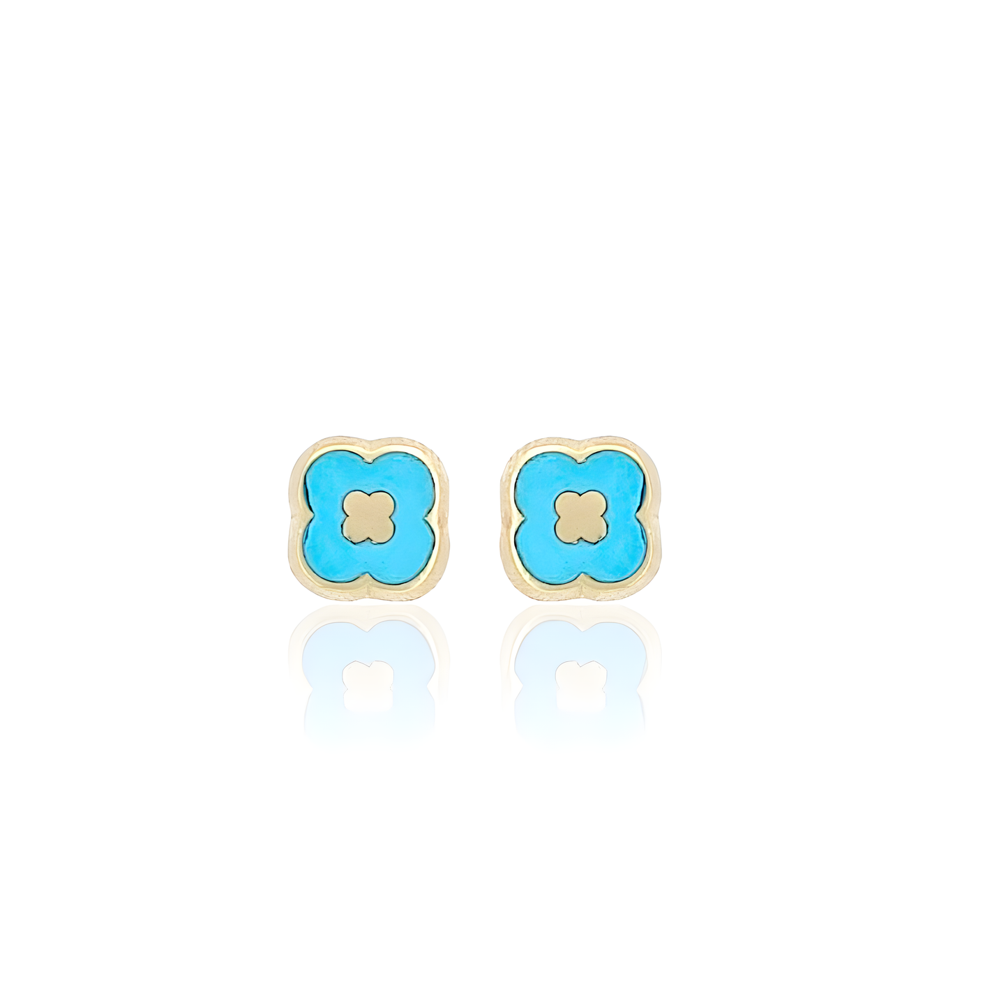 14K Gold Enamel Stud Earrings