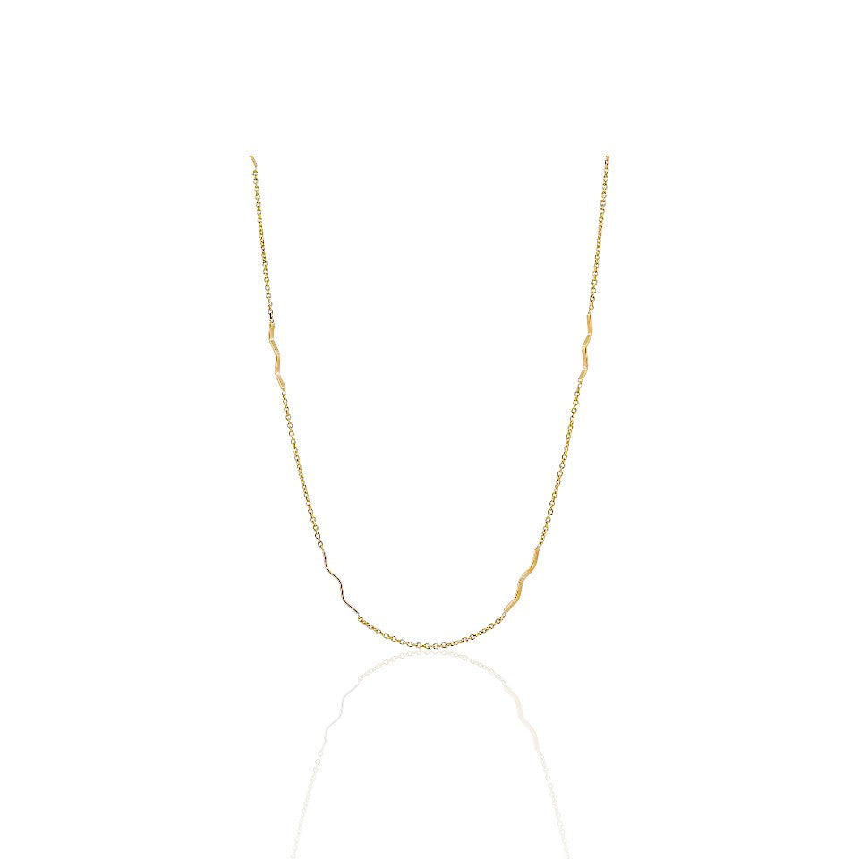 14K Gold Flat Wave Shaped Necklace