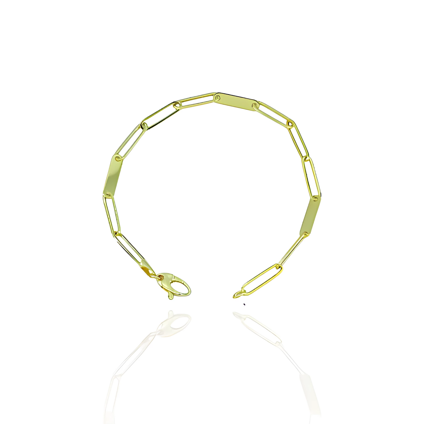 14K Gold Paper Clip Bracelet with Solid Gold Plate