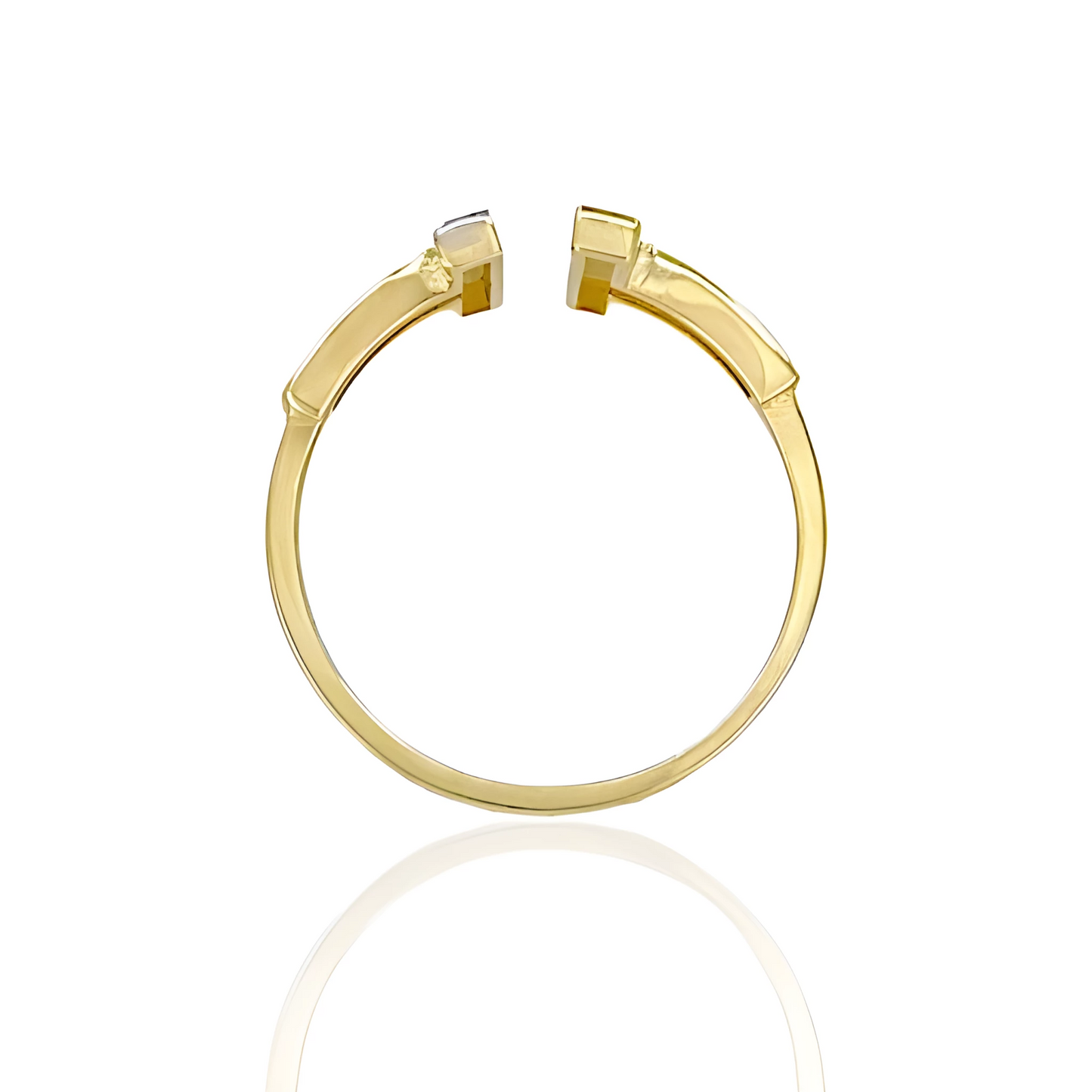 14K Two Tone Gold Double T Ring