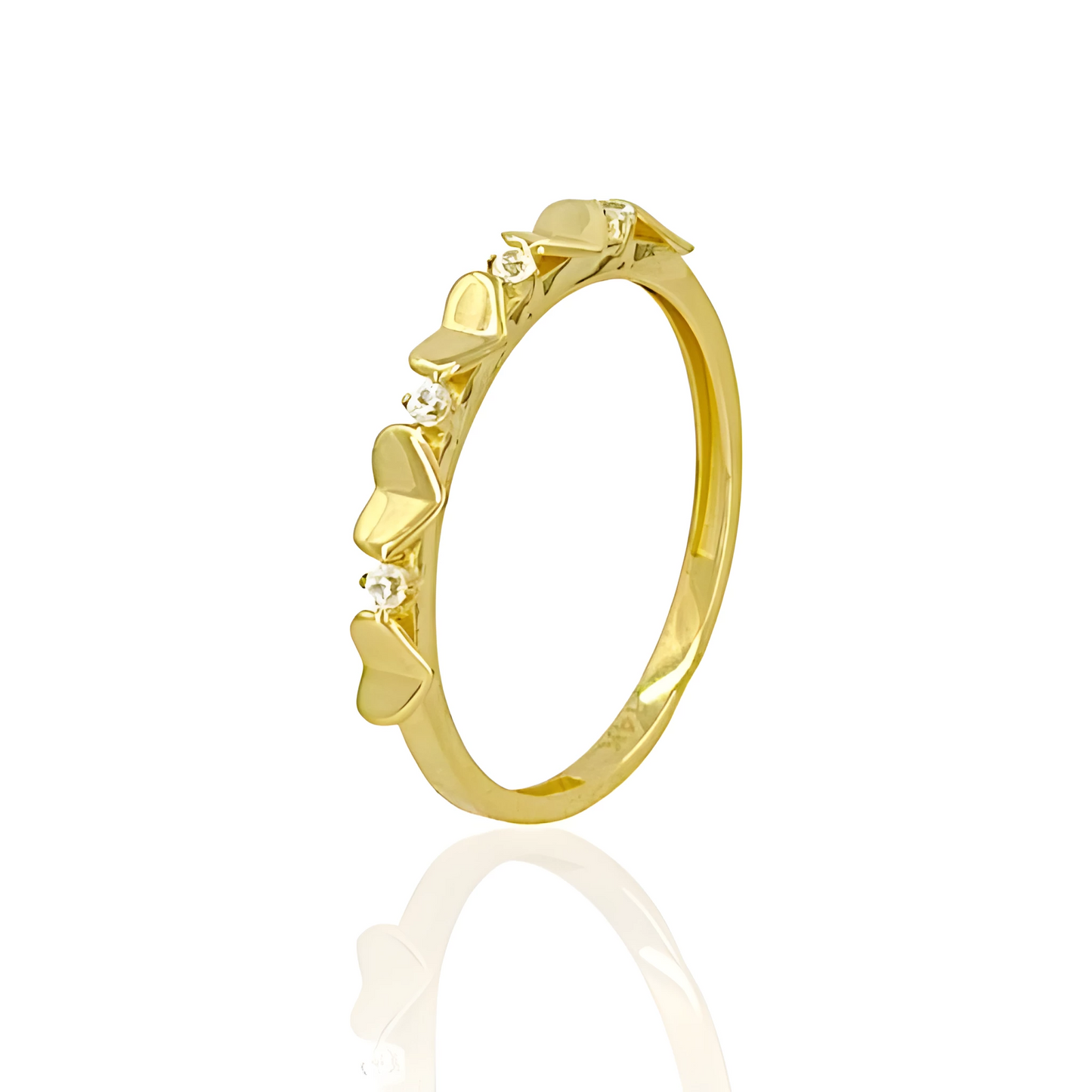 14K Gold Cute Hearts Ring