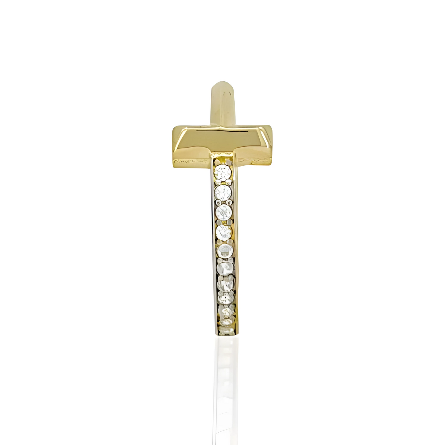14K Gold Single T Ring