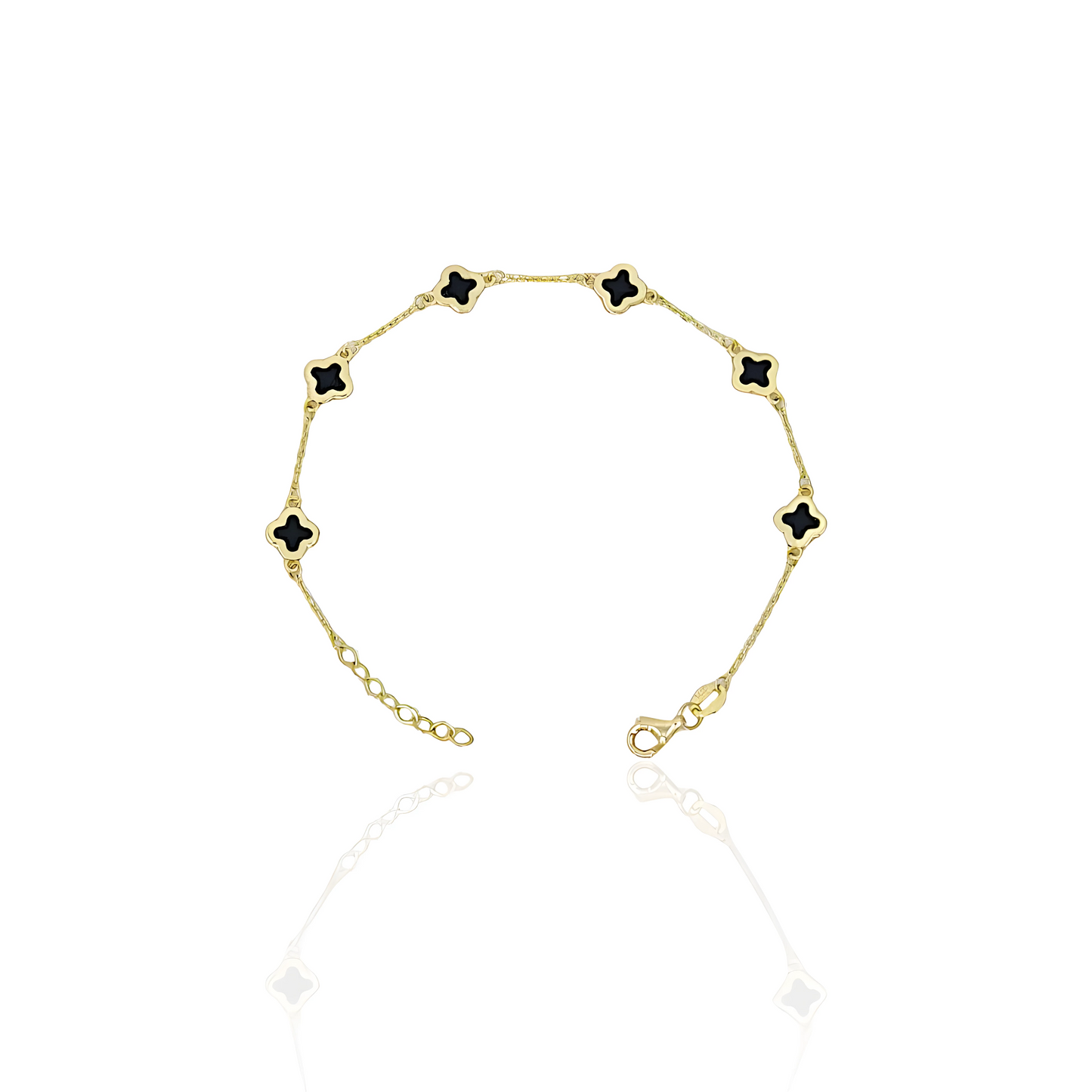 14K Gold Enamel Flower Bracelet