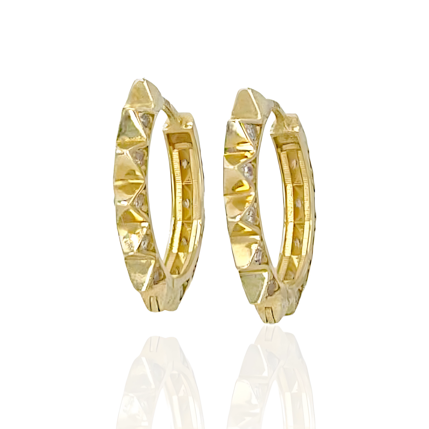 14K Gold Star Shaped Hoop Earrings with Topaz