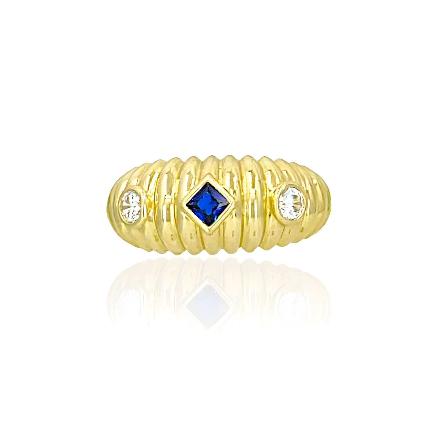 14K Gold Shell Ring with Topazes