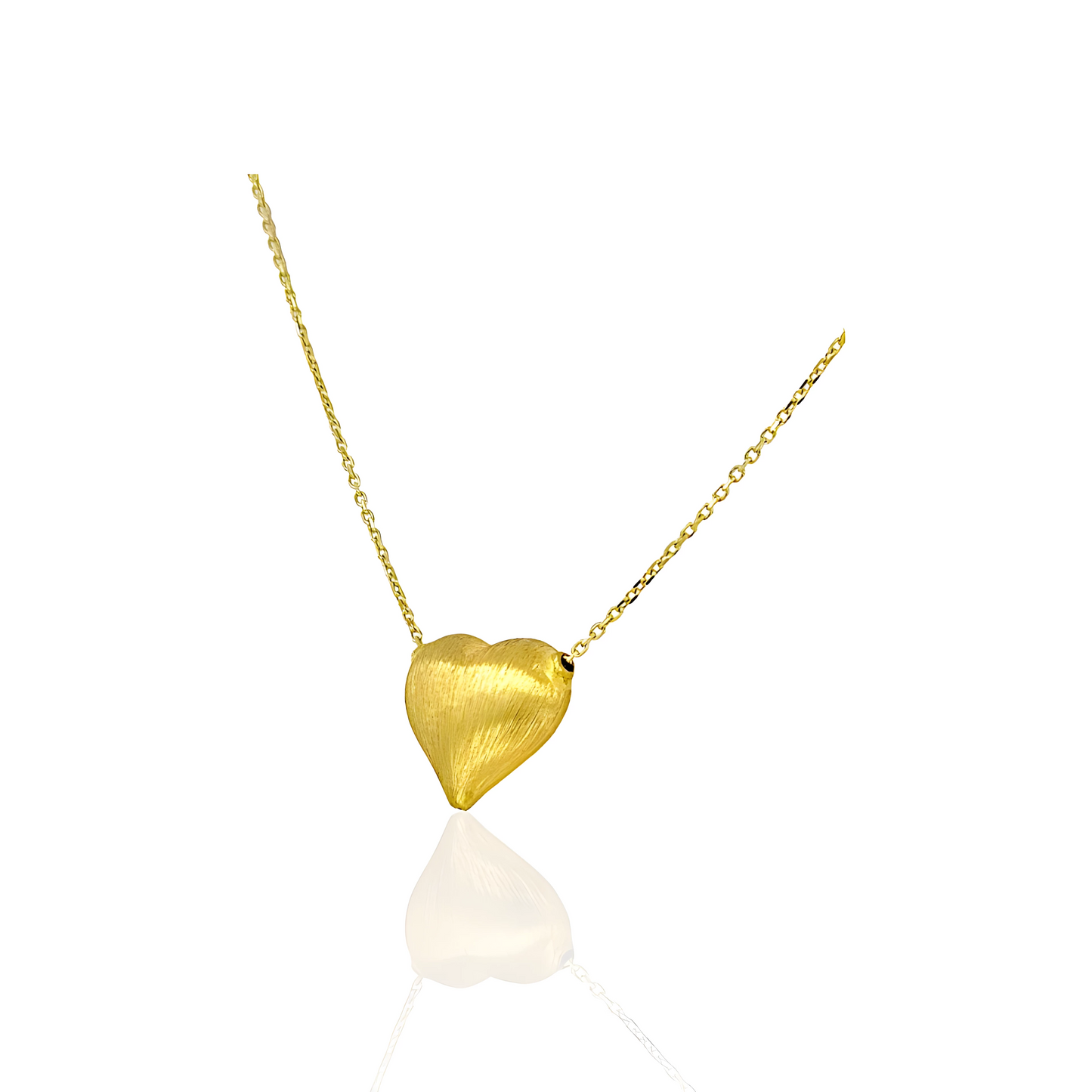 18K Gold Necklace with Satin Heart Pendant
