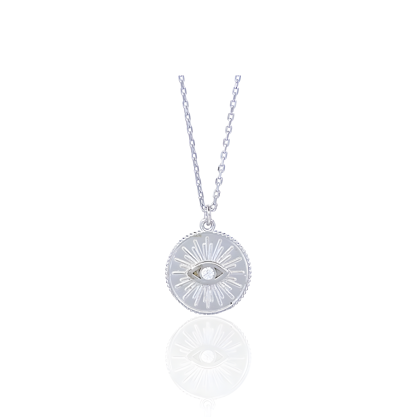 14K Gold Evil Eye Necklace with Natural Diamond