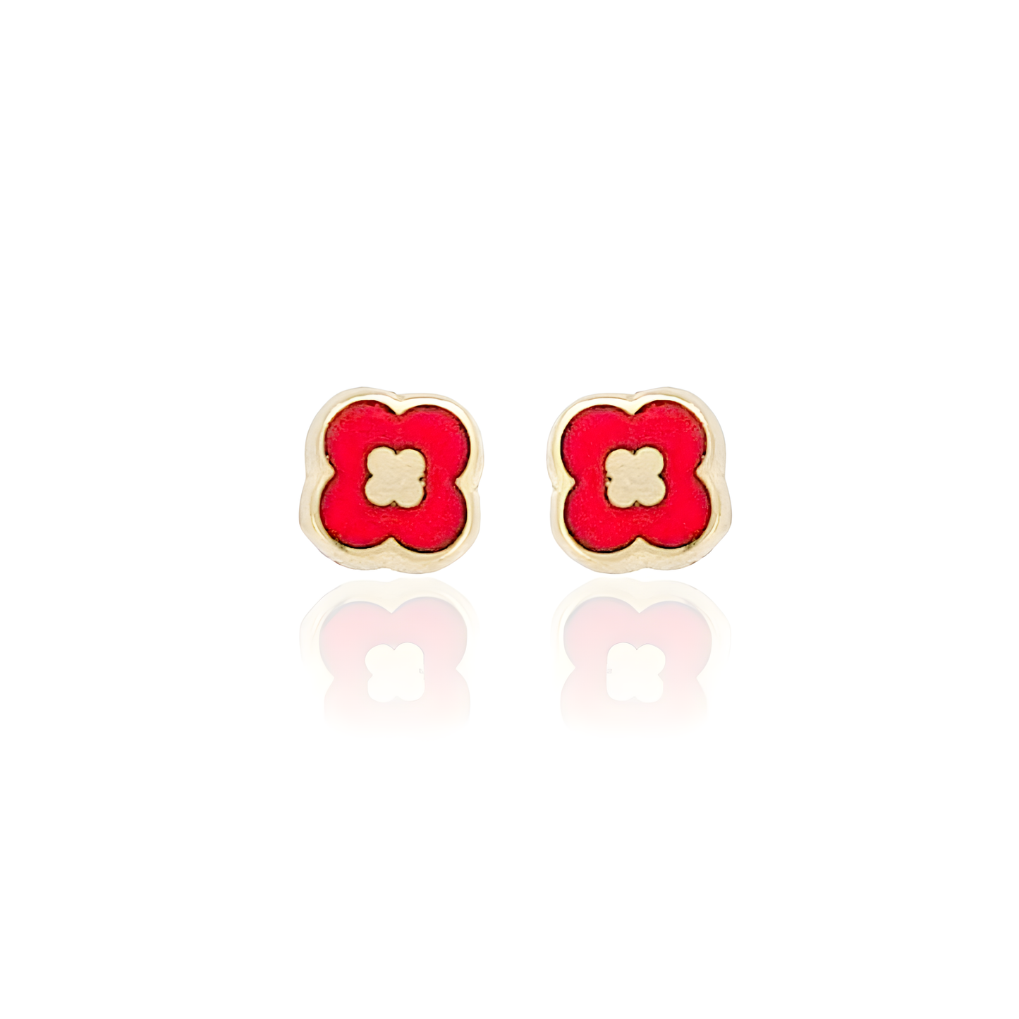 14K Gold Enamel Stud Earrings