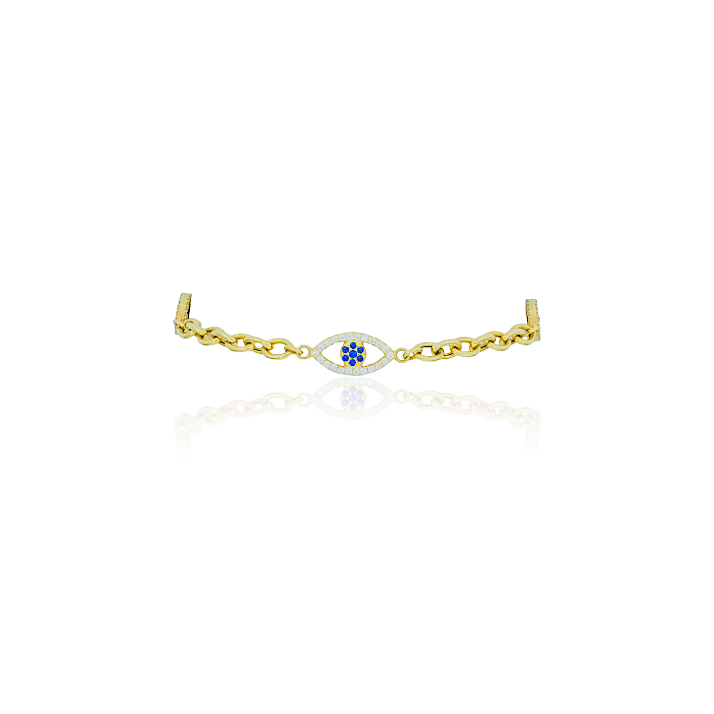 14K Gold Evil Eye Bracelet with Topaz