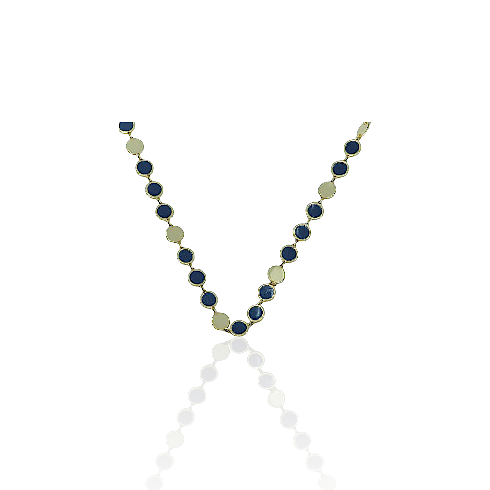 14K Gold Disk Bracelet with Natural Malachite and Onyx