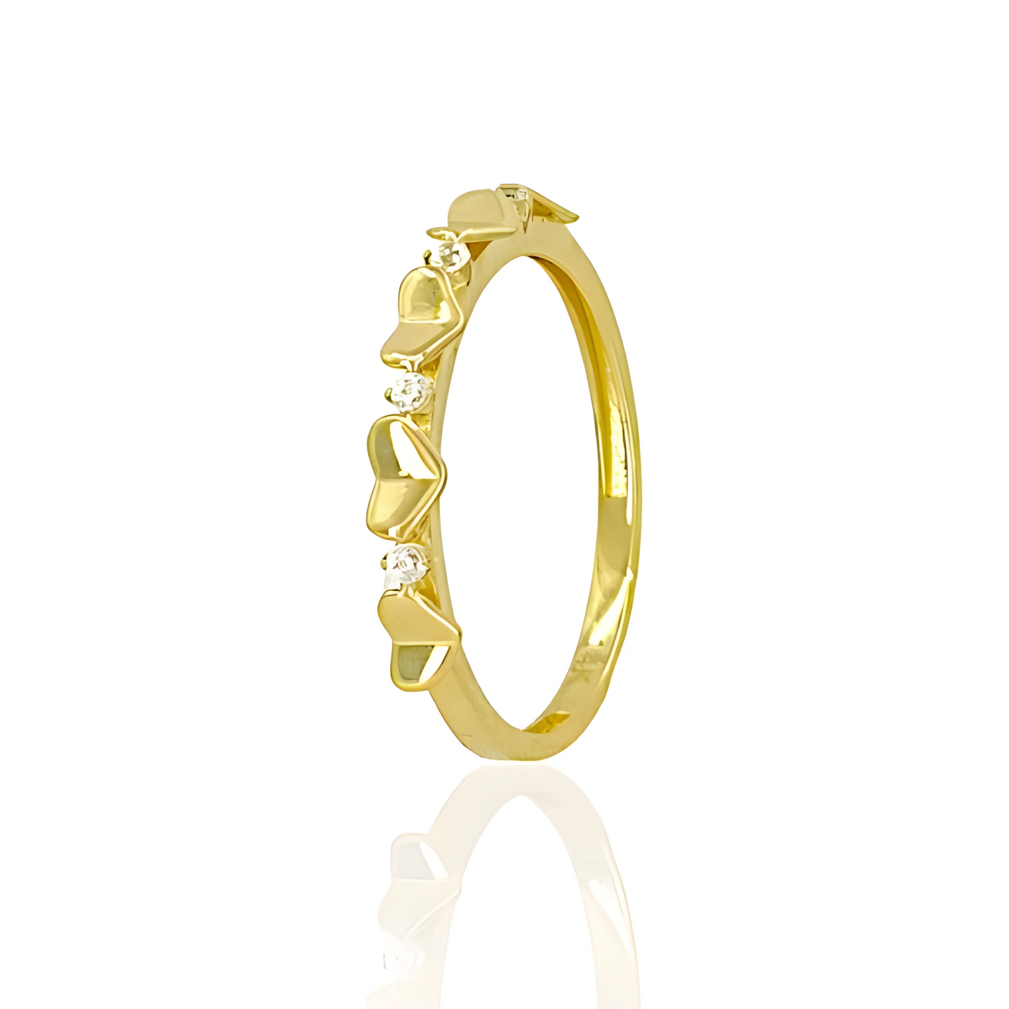 14K Gold Cute Hearts Ring