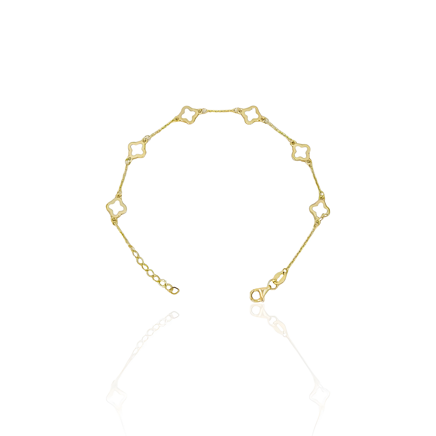 14K Gold Enamel Flower Bracelet