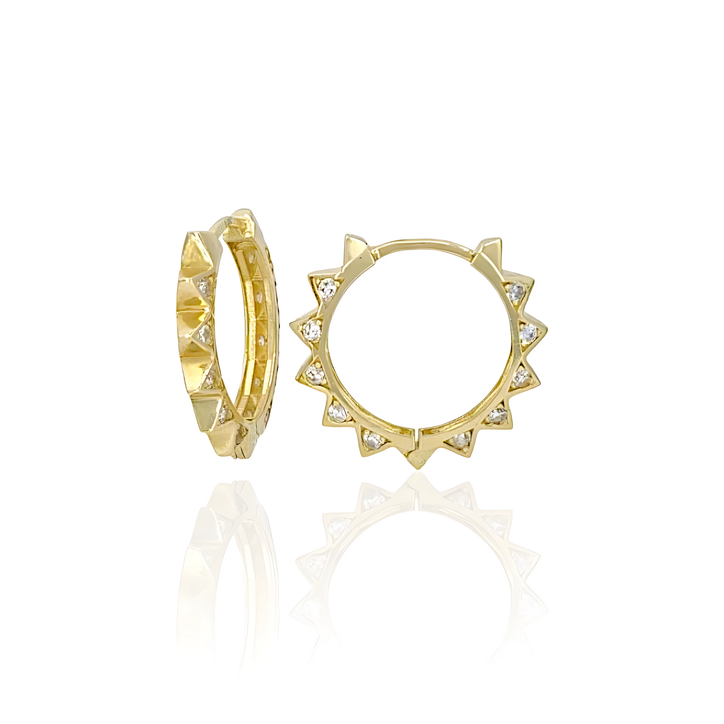 14K Gold Star Shaped Hoop Earrings with Topaz