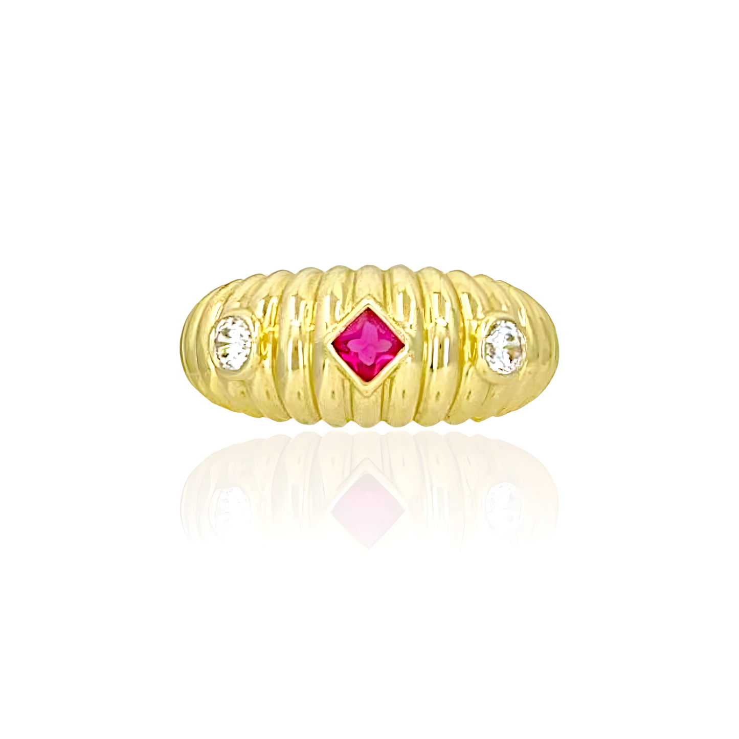 14K Gold Shell Ring with Topazes