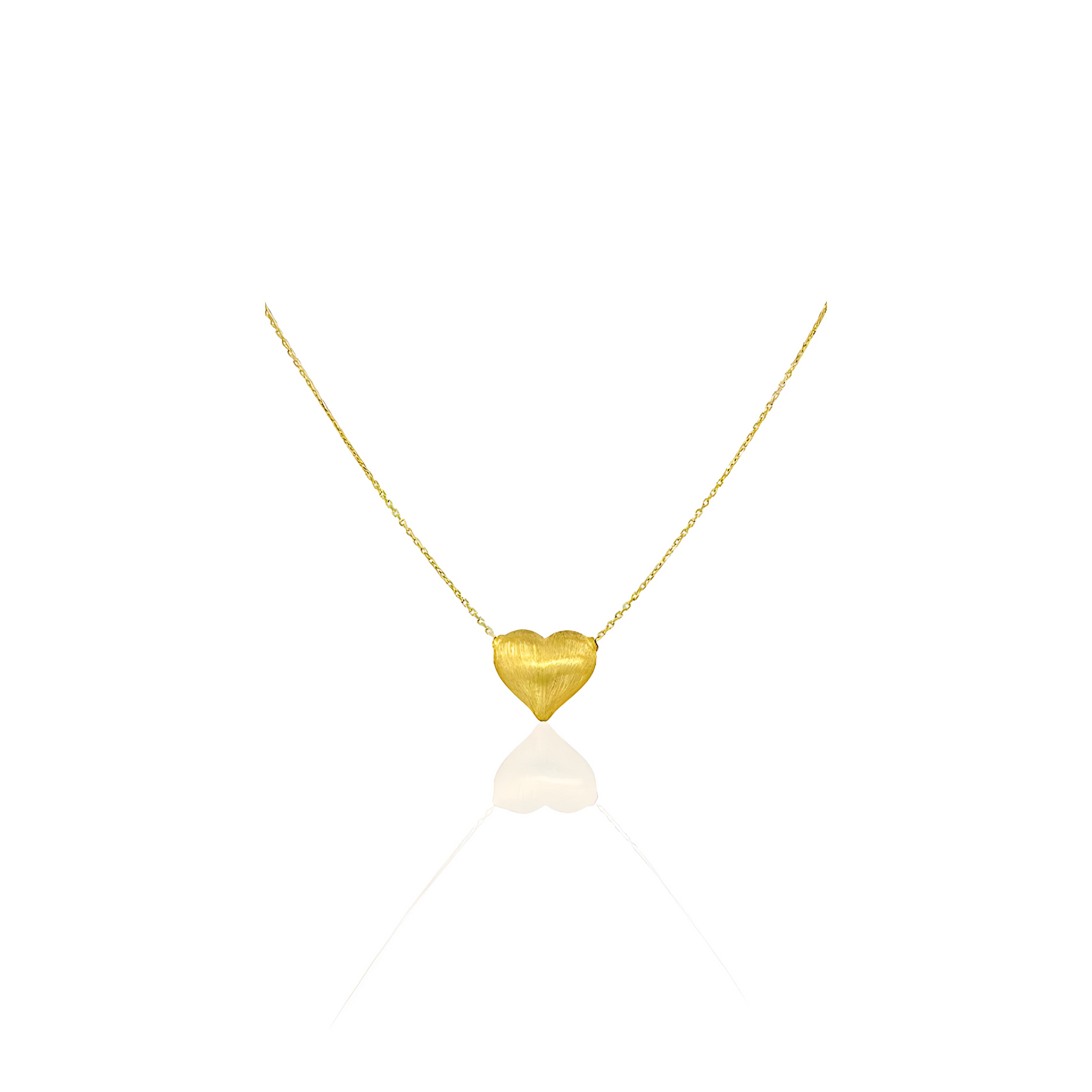 18K Gold Necklace with Satin Heart Pendant