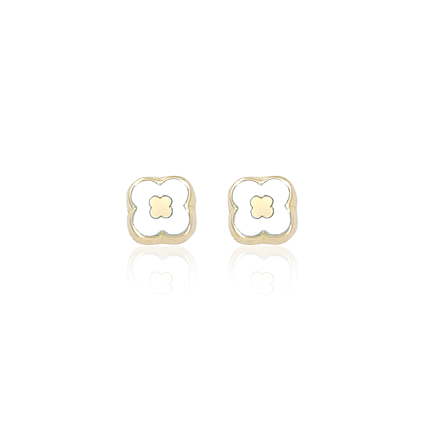 14K Gold Enamel Stud Earrings