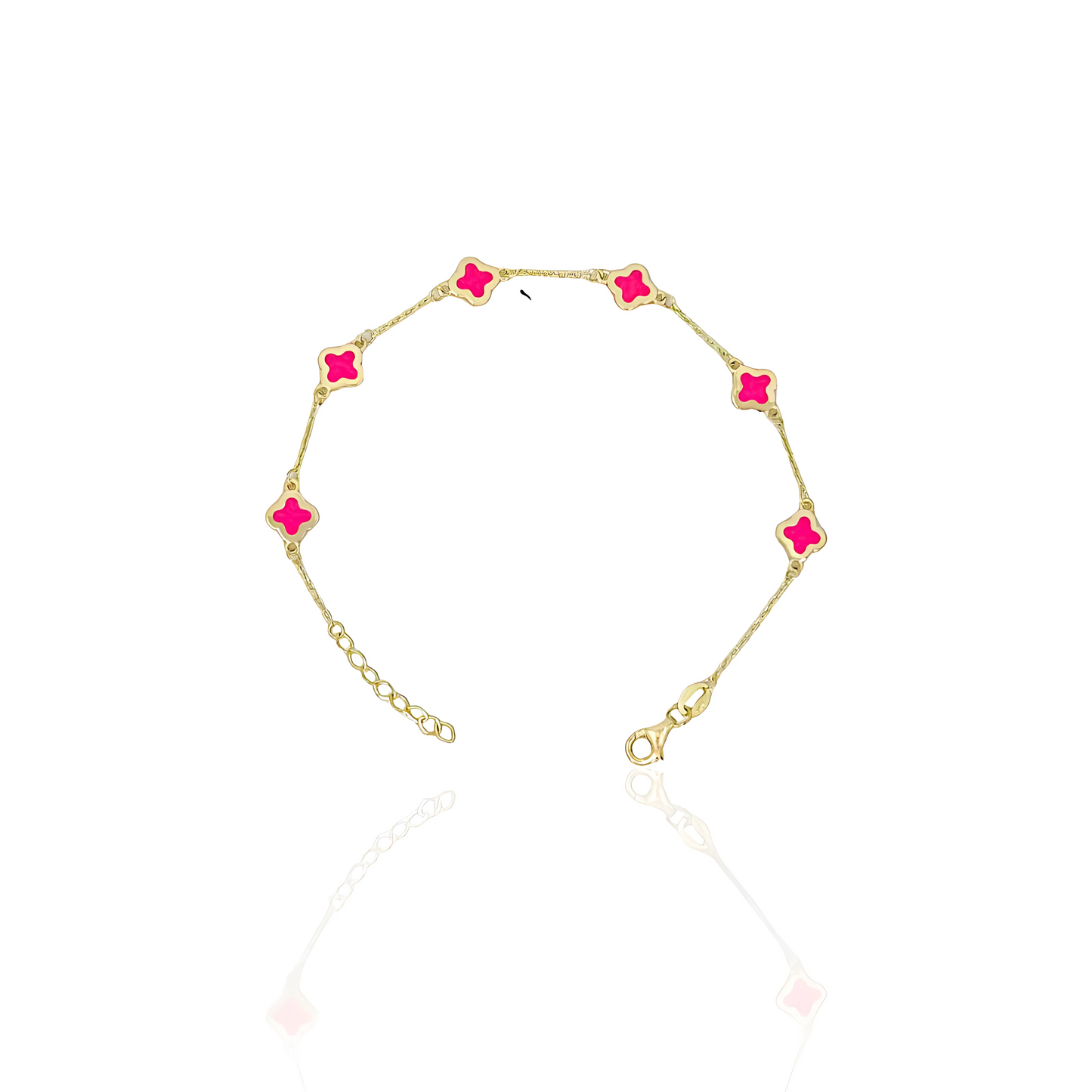 14K Gold Enamel Flower Bracelet